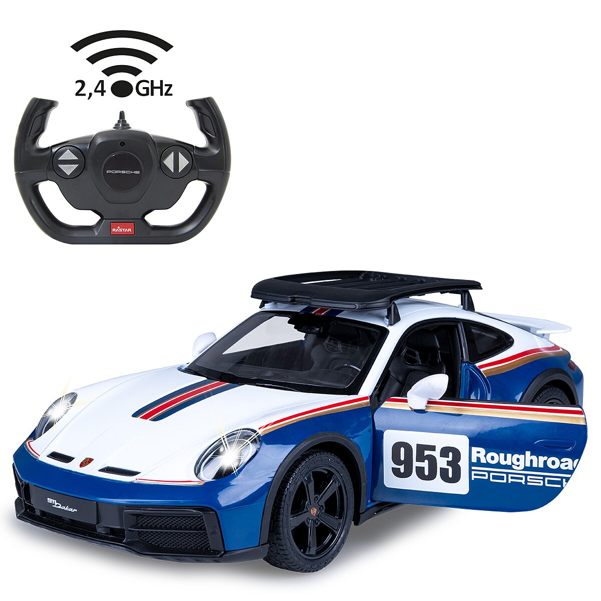 JAMARA Porsche 911 Dakar Performance 1:14 blau 2,4GHz Tür manuell | 04042774474348