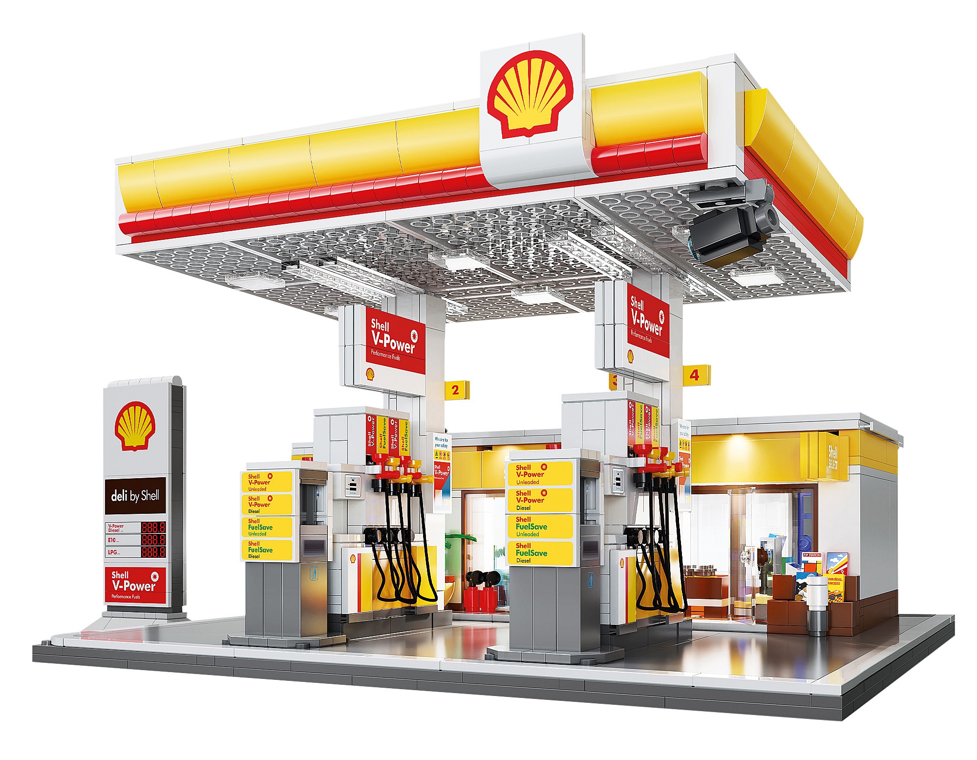 JAMARA CaDA Shell Tankstelle mit Shop und Waschanlage Bricks - Bild 1