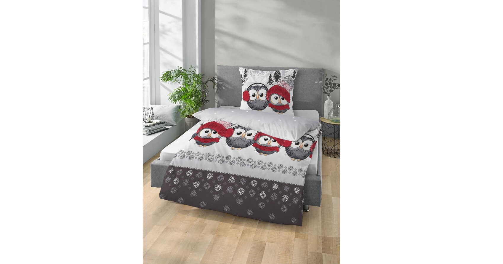 Dekor Bettw&auml;sche NG XMAS - Eule - Bild 1