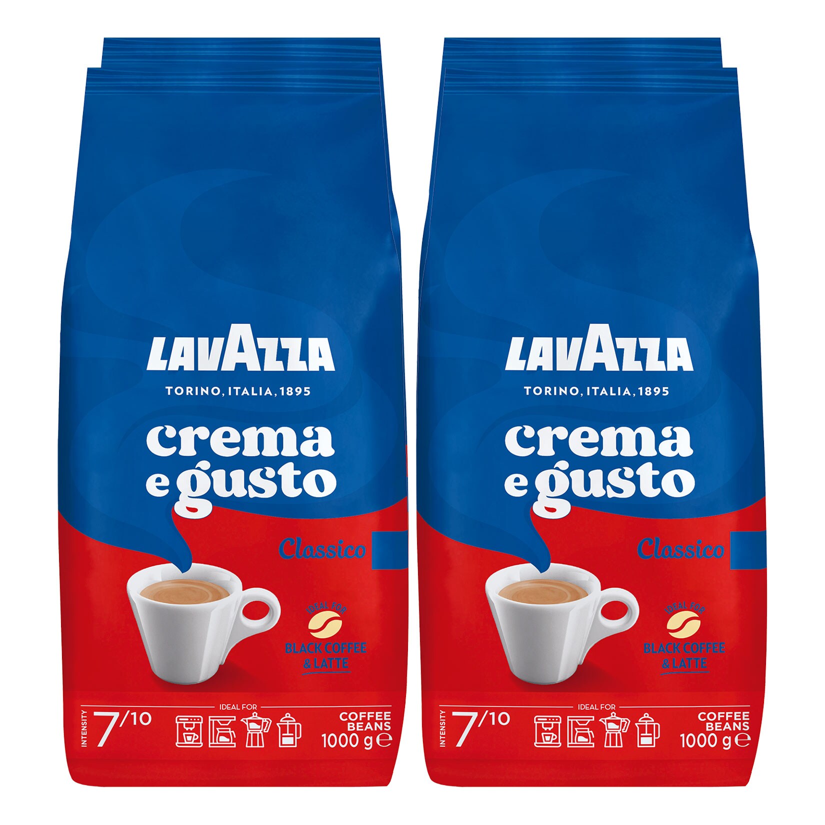 Lavazza Crema e Gusto Classico ganze Kaffeebohnen 1 kg, 4er Pack - Bild 1