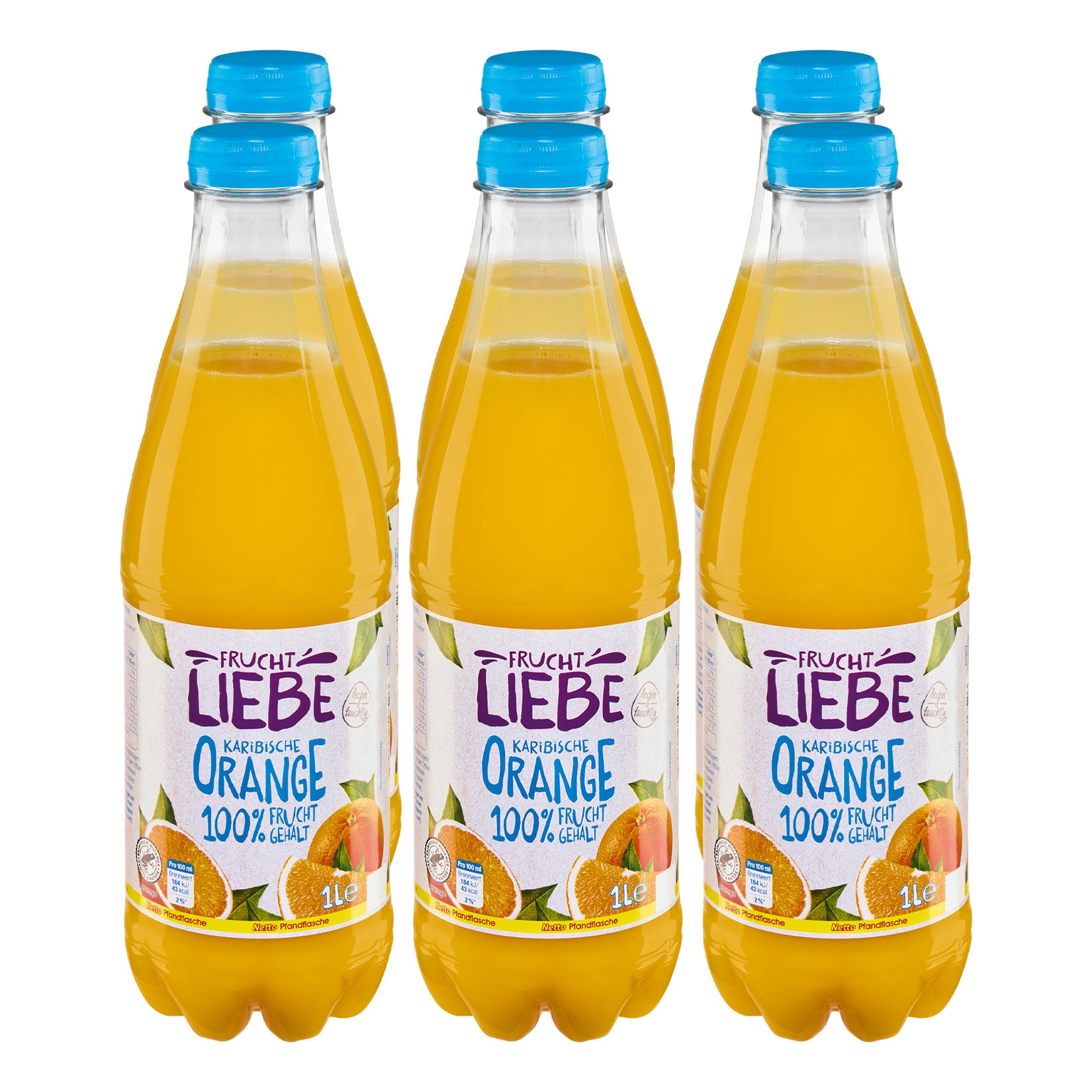 Fruchtliebe Karibische Orange 1 Liter, 6er Pack - Bild 1