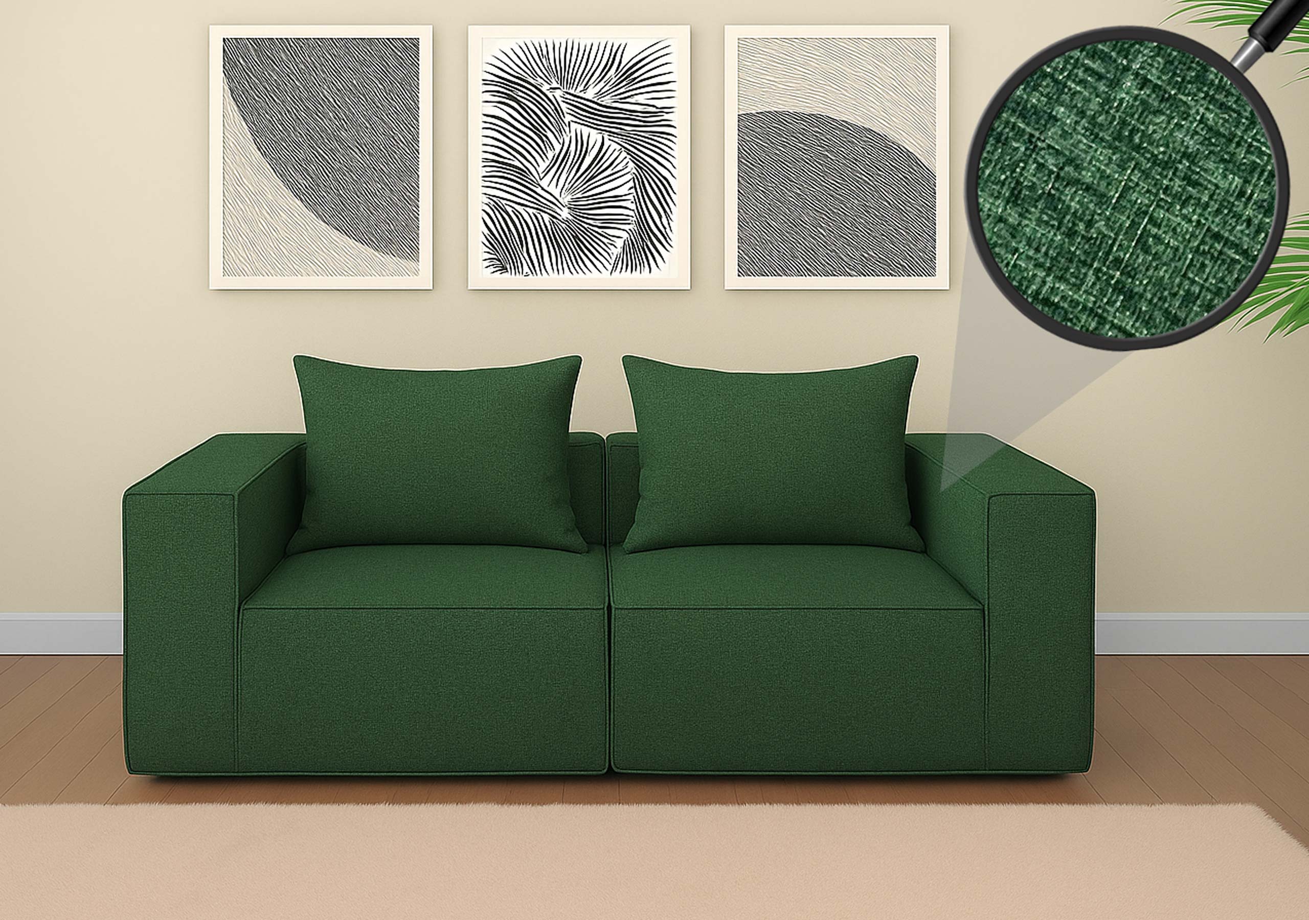 2er-Sofa/Zubeh&ouml;r f&uuml;r Sofa MCW-O54, Couch 2-Sitzer Loungesofa, modular Stoff/Textil (300g/m&sup2;) 63x194x97cm ~ gr&uuml;n - Bild 1