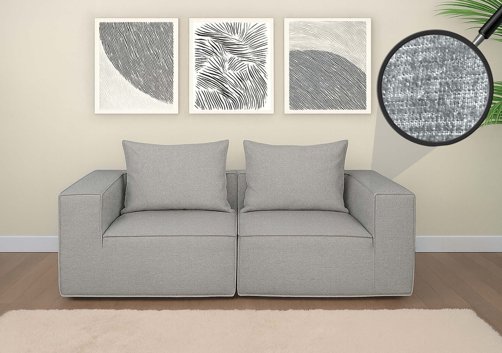 2er-Sofa/Zubehör für Sofa MCW-O54, Couch 2-Sitzer Loungesofa, modular Stoff/Textil (300g/m²) 63x194x97cm ~ hellgrau