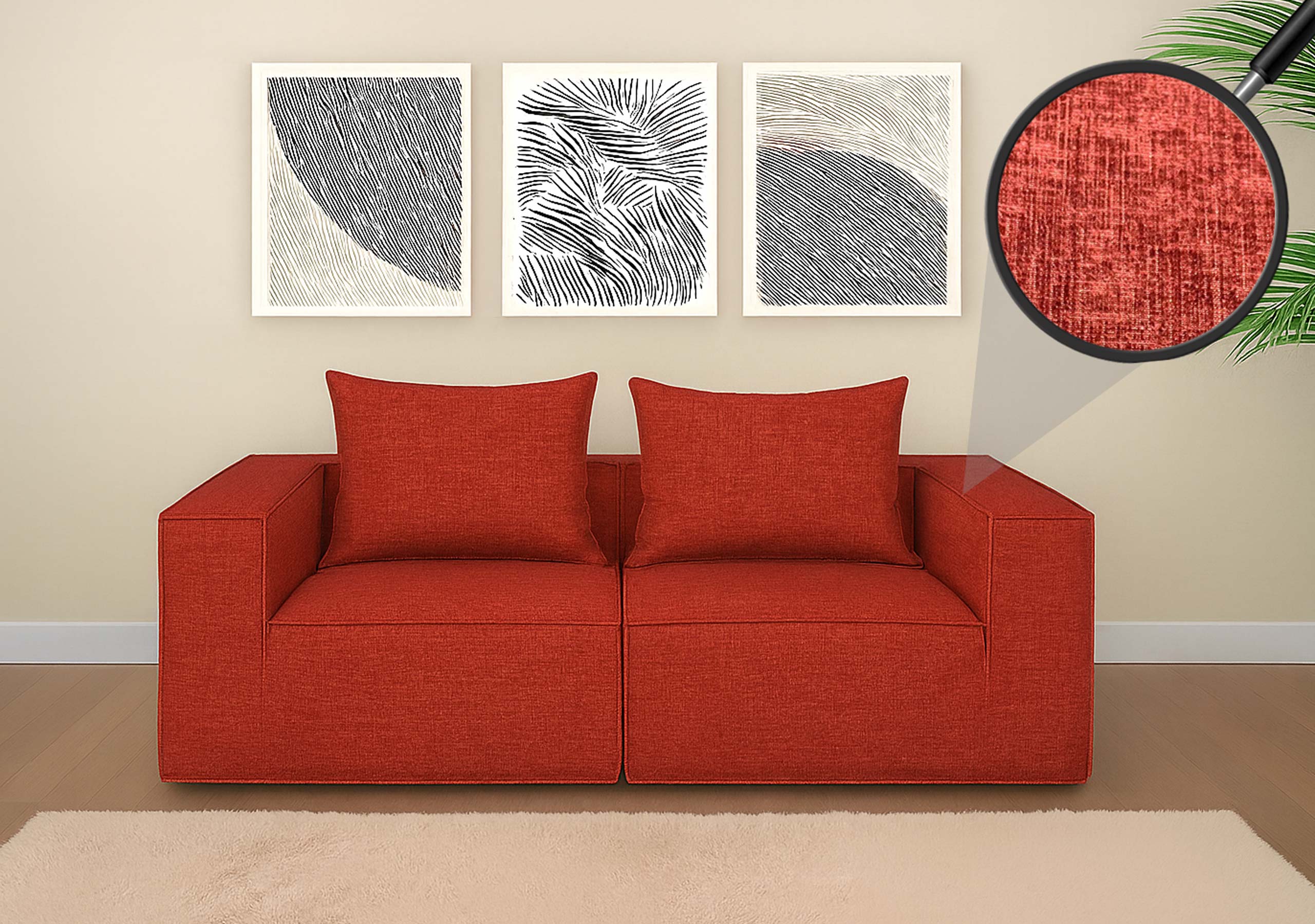 2er-Sofa/Zubeh&ouml;r f&uuml;r Sofa MCW-O54, Couch 2-Sitzer Loungesofa, modular Stoff/Textil (300g/m&sup2;) 63x194x97cm ~ terrakotta - Bild 1