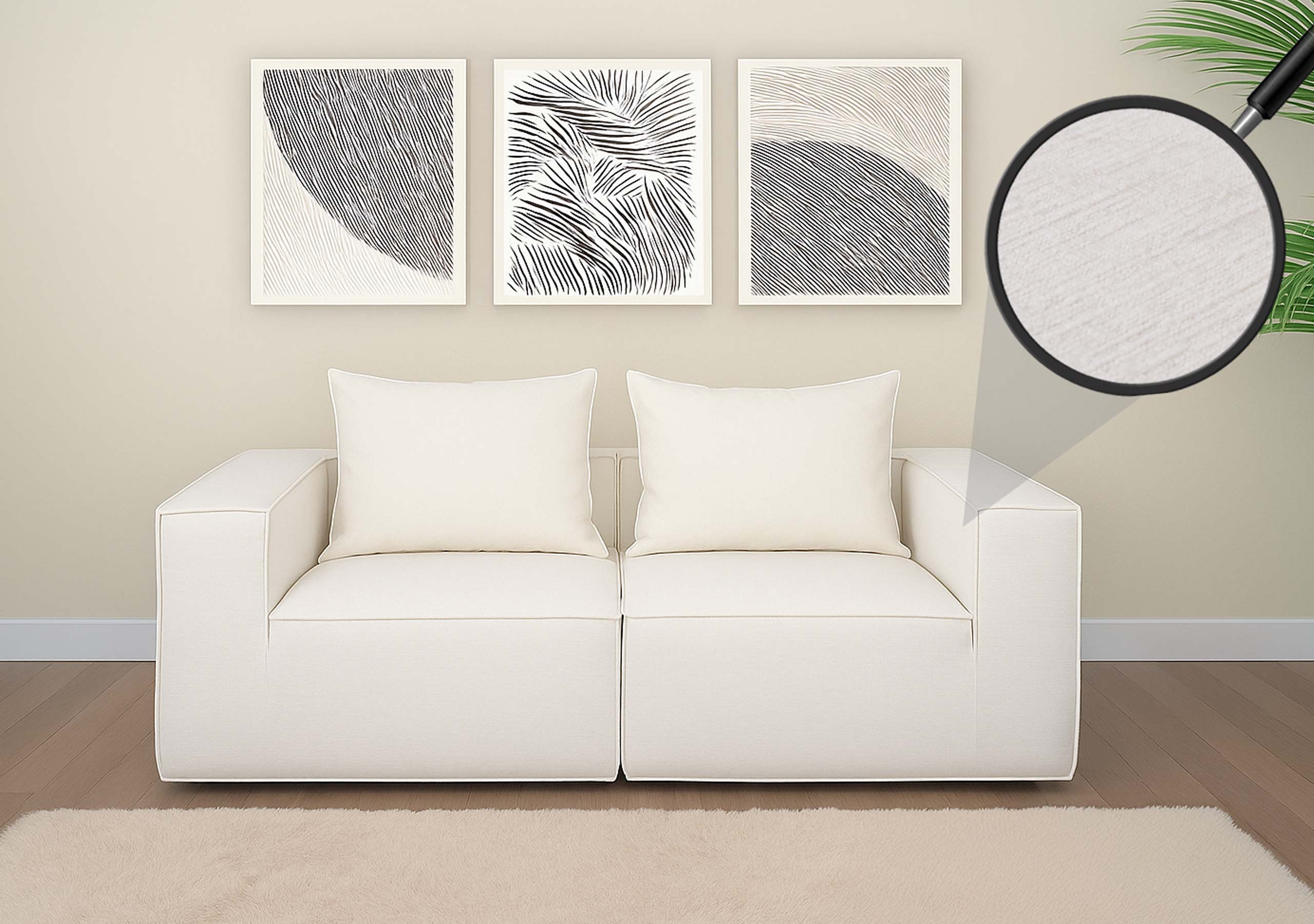 2er-Sofa/Zubeh&ouml;r f&uuml;r Sofa MCW-O54, Couch 2-Sitzer Loungesofa, modular Stoff/Textil (300g/m&sup2;) 63x194x97cm ~ creme - Bild 1