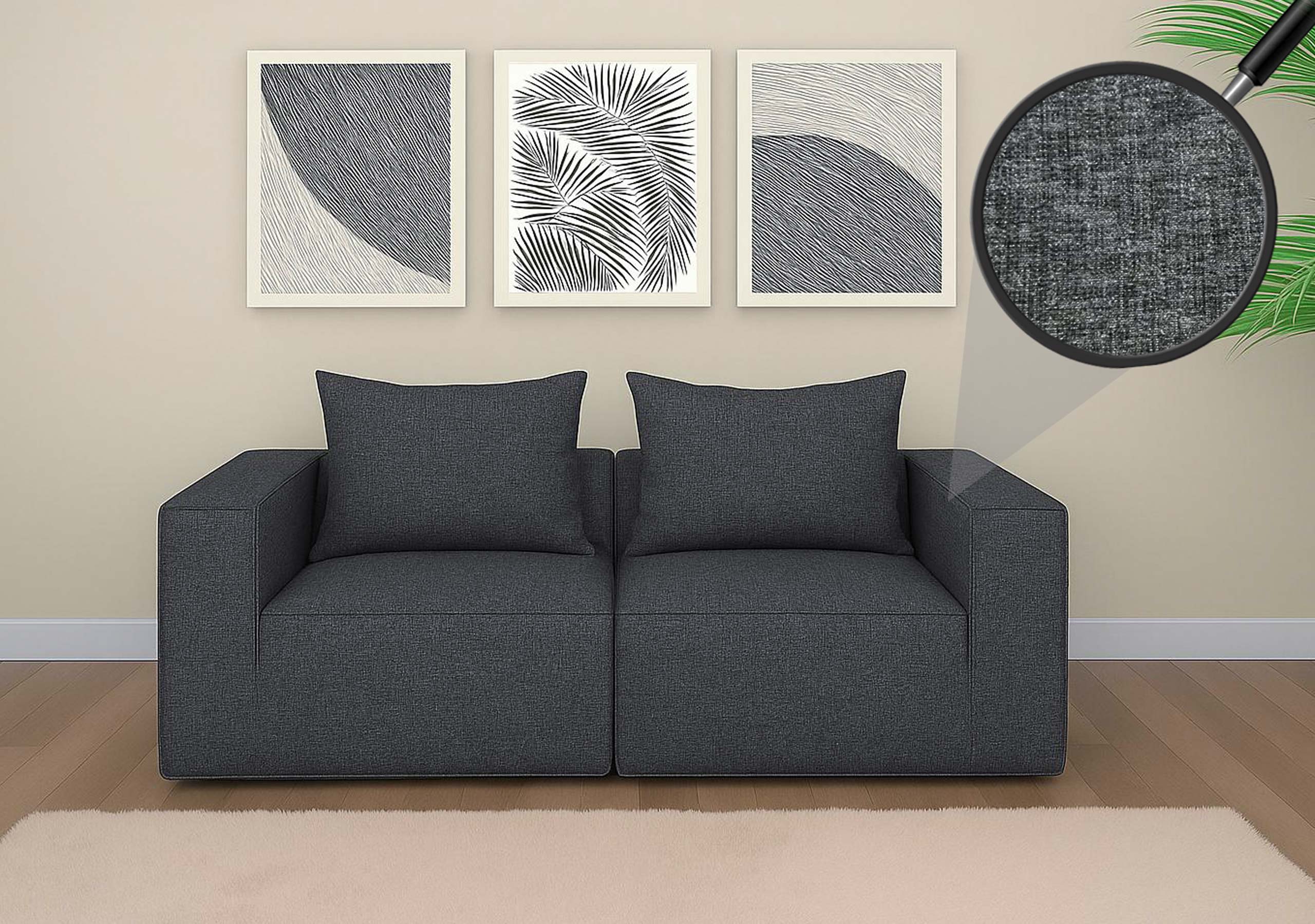 2er-Sofa/Zubeh&ouml;r f&uuml;r Sofa MCW-O54, Couch 2-Sitzer Loungesofa, modular Stoff/Textil (300g/m&sup2;) 63x194x97cm ~ dunkelgrau - Bild 1