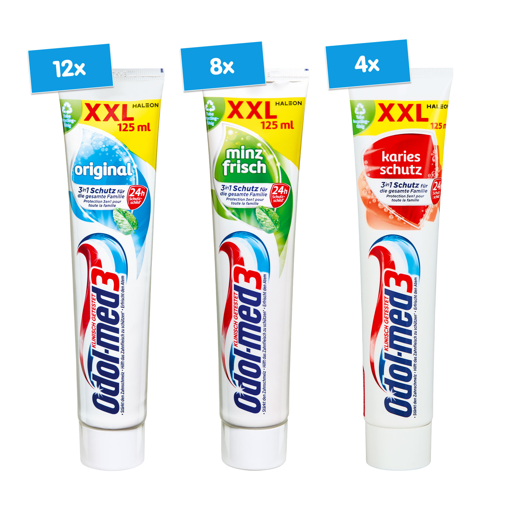 Odol Med 3 Zahncreme verschiedene Sorten 125 ml, 24er Pack - Bild 1