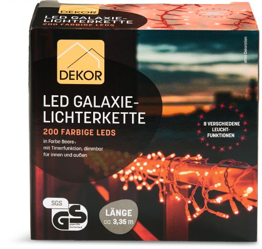 Galaxielichterkette 200er, beerenrot - Bild 1