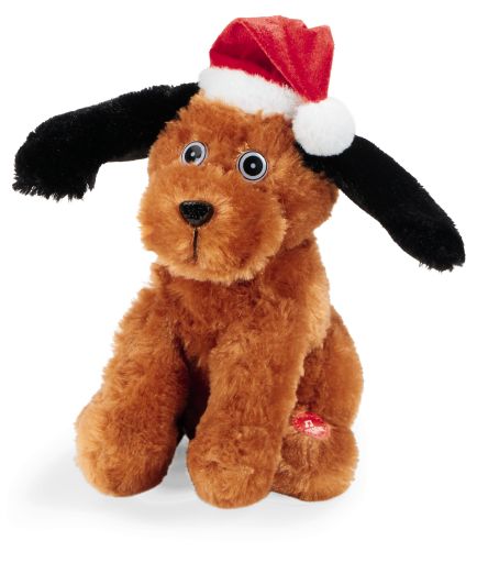 Singendes Pl&uuml;schtier, Hund braun mit schwarzen Ohren - Bild 1