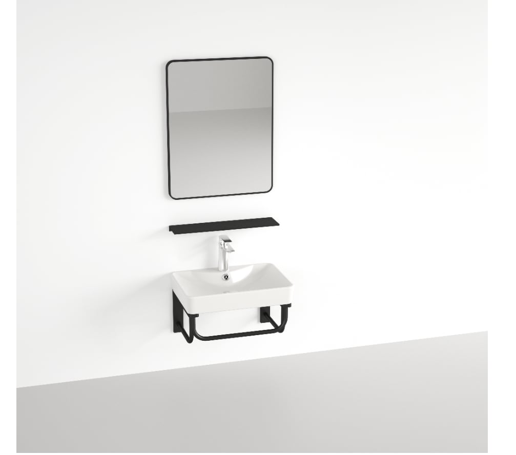 DELTA 41 Waschbecken-Konsolenset mit Spiegel und Ablage - Bild 1