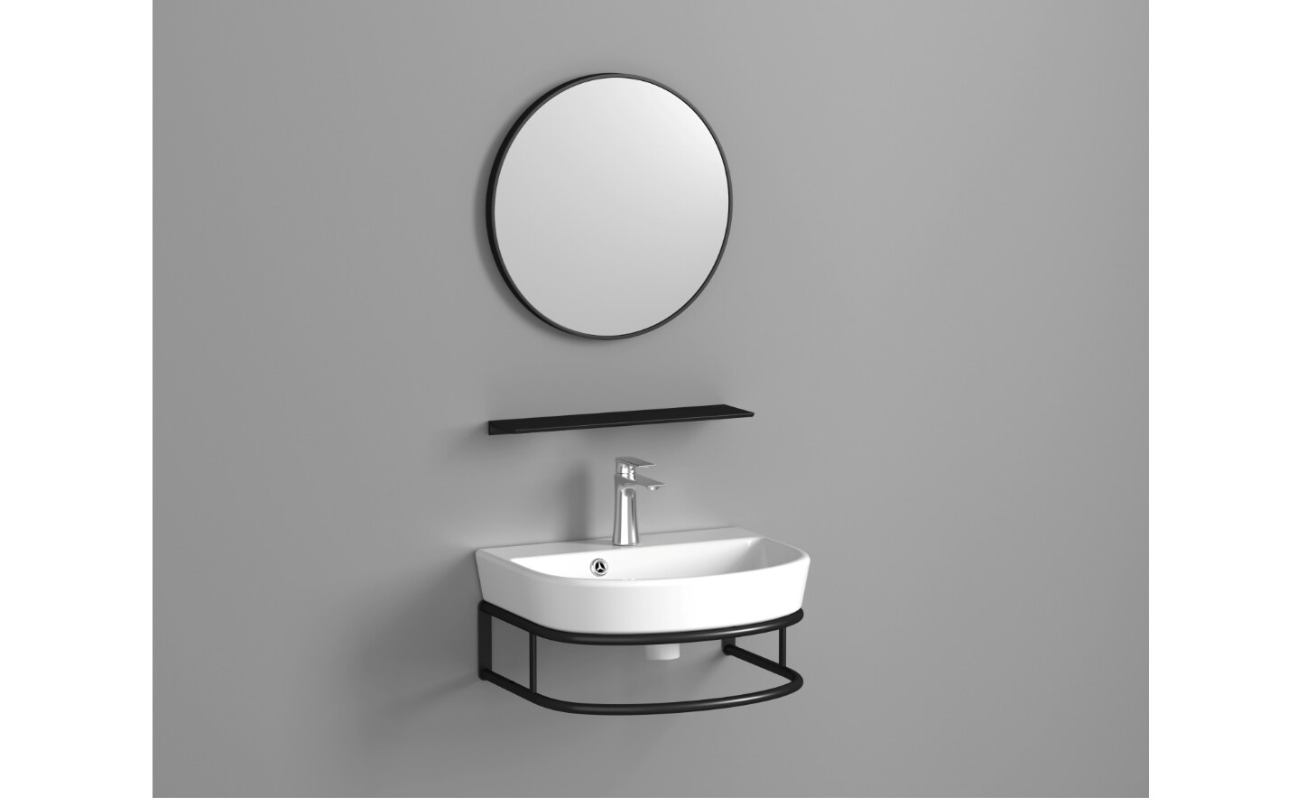 DELTA 45 Waschbecken-Konsolenset mit Spiegel und Ablage - Bild 1