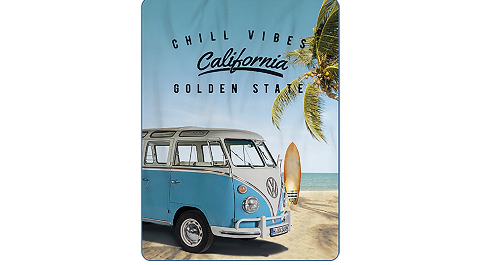 VW Bulli Coral Fleecedecke, 150x200cm - VW265 Blue - Bild 1