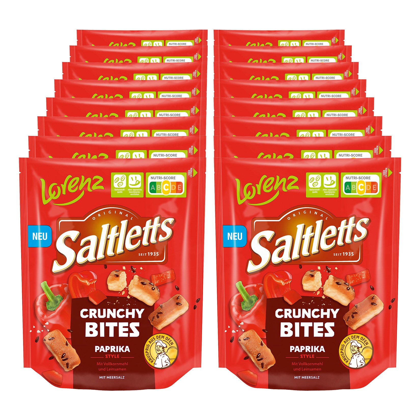 Saltletts Crunchy Bites Paprika 100 g, 16er Pack - Bild 1