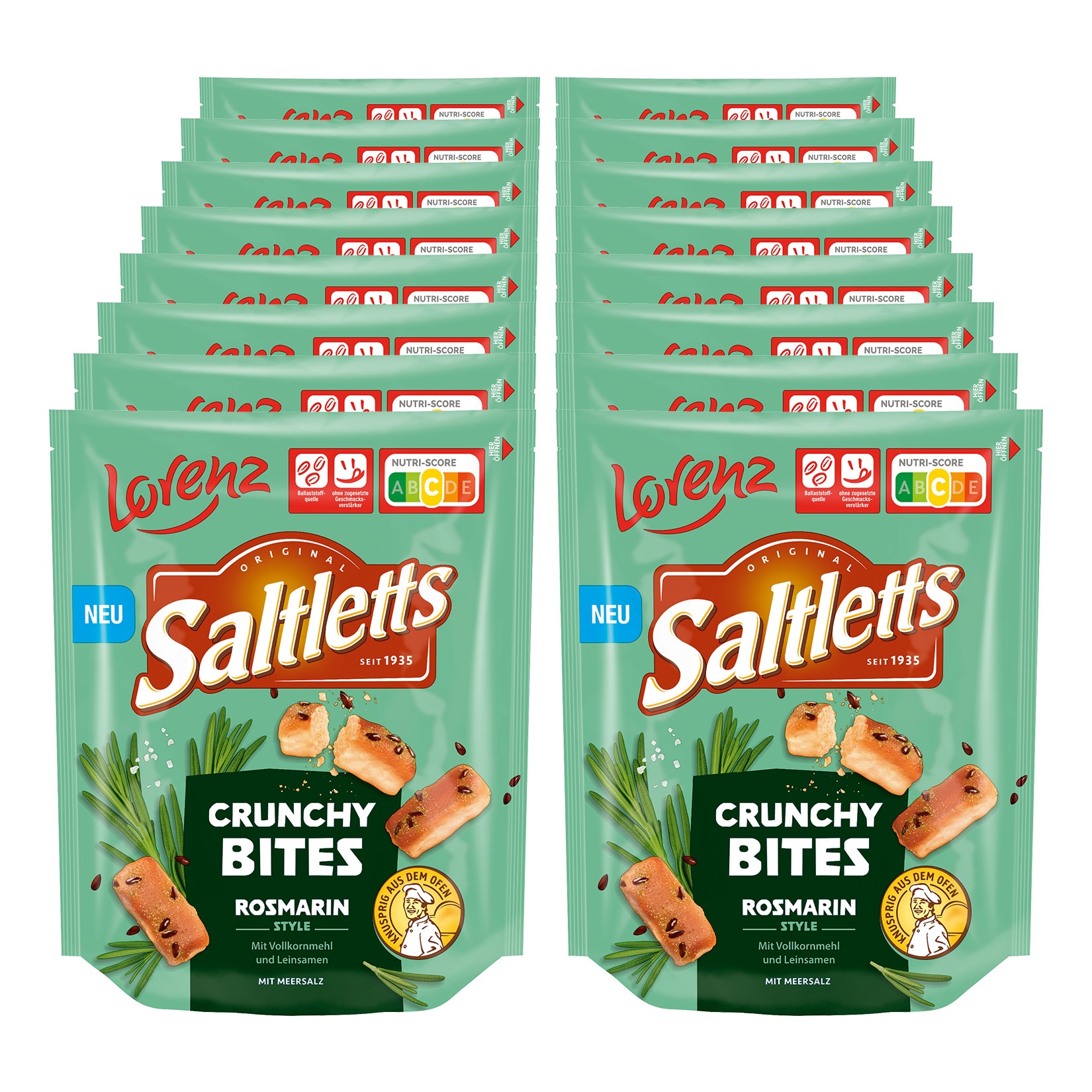 Saltletts Crunchy Bites Rosmarin 100 g, 16er Pack - Bild 1