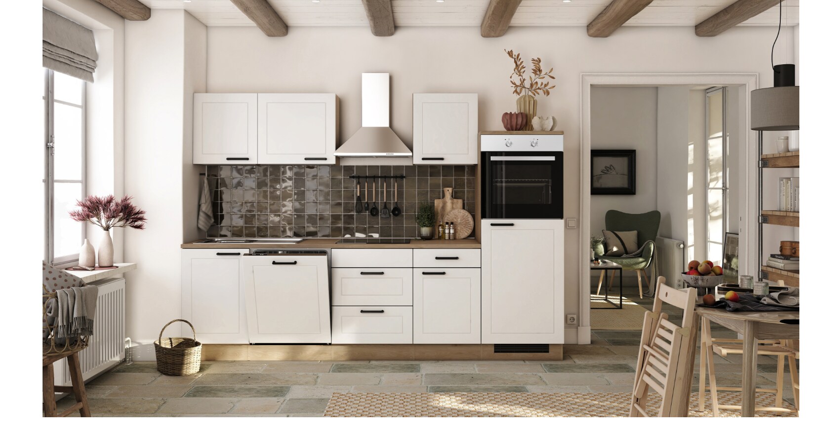 Flexwell Landhaus_Küchenzeile inkl. Elektrogeräte 280 cm – G-280-2320-016-JULIA | 04047584072166