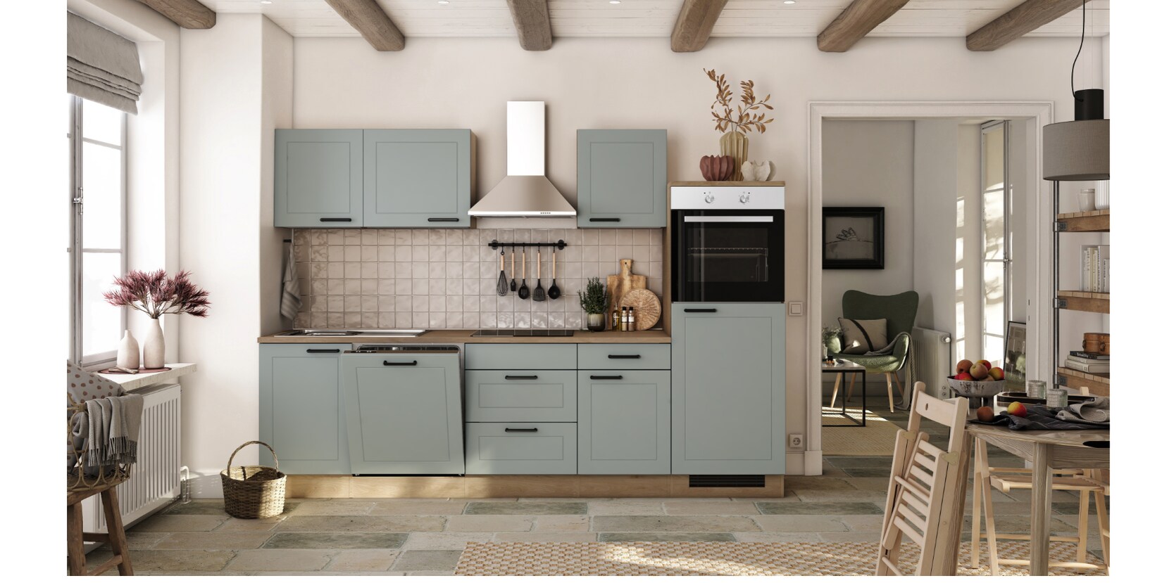 Flexwell Landhaus_Küchenzeile inkl. Elektrogeräte 280 cm – G-280-2320-016-VERONA | 04047584072524