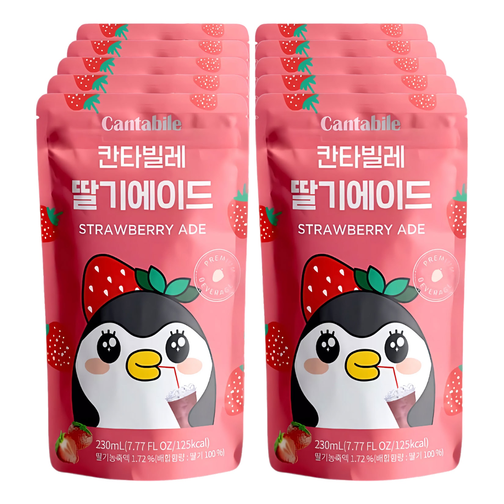 Cantabile Strawberry Ade 230 ml Beutel, 10er Pack - Bild 1
