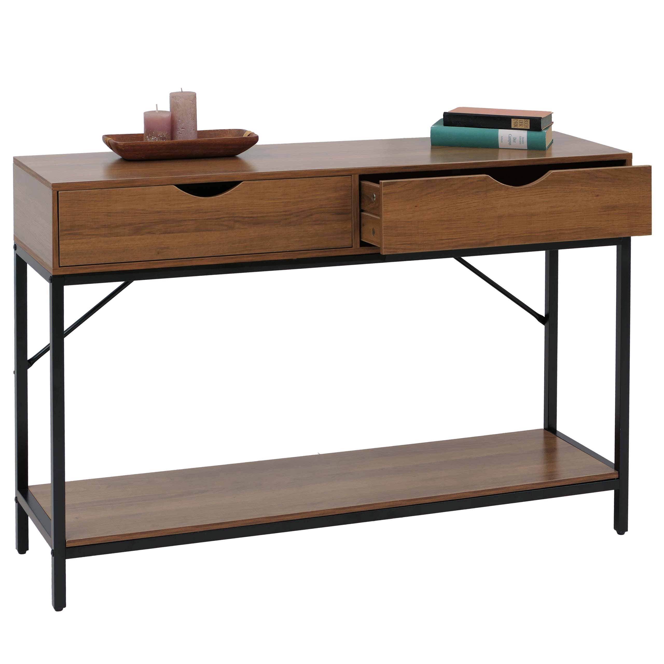 Konsolentisch MCW-O76, Telefontisch Beistelltisch Ablagetisch, Schubladen Ablage Industrial 76x109x30cm ~ braun - Bild 1