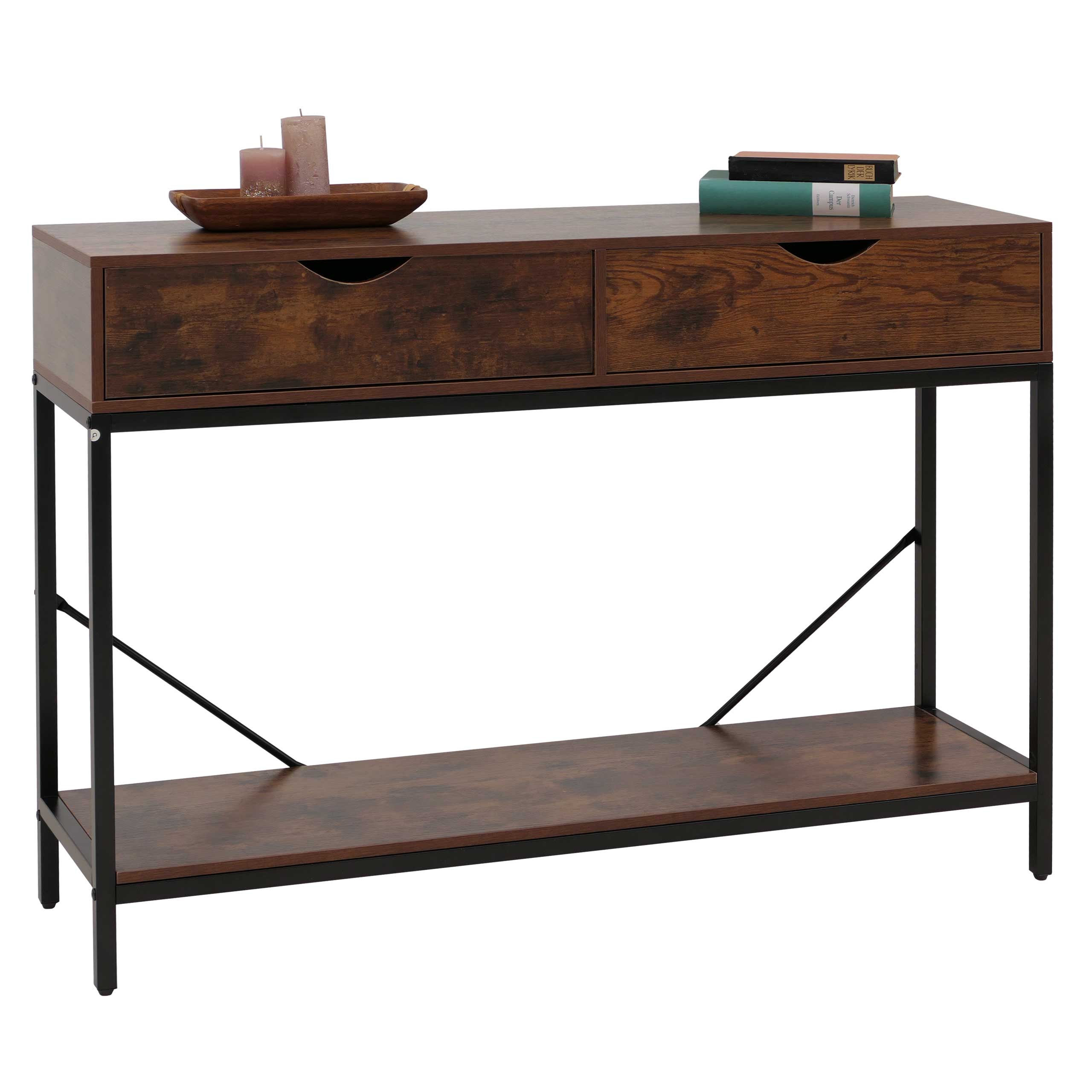 Konsolentisch MCW-O76, Telefontisch Beistelltisch Ablagetisch, Schubladen Ablage Industrial 76x109x30cm ~ rotbraun - Bild 1