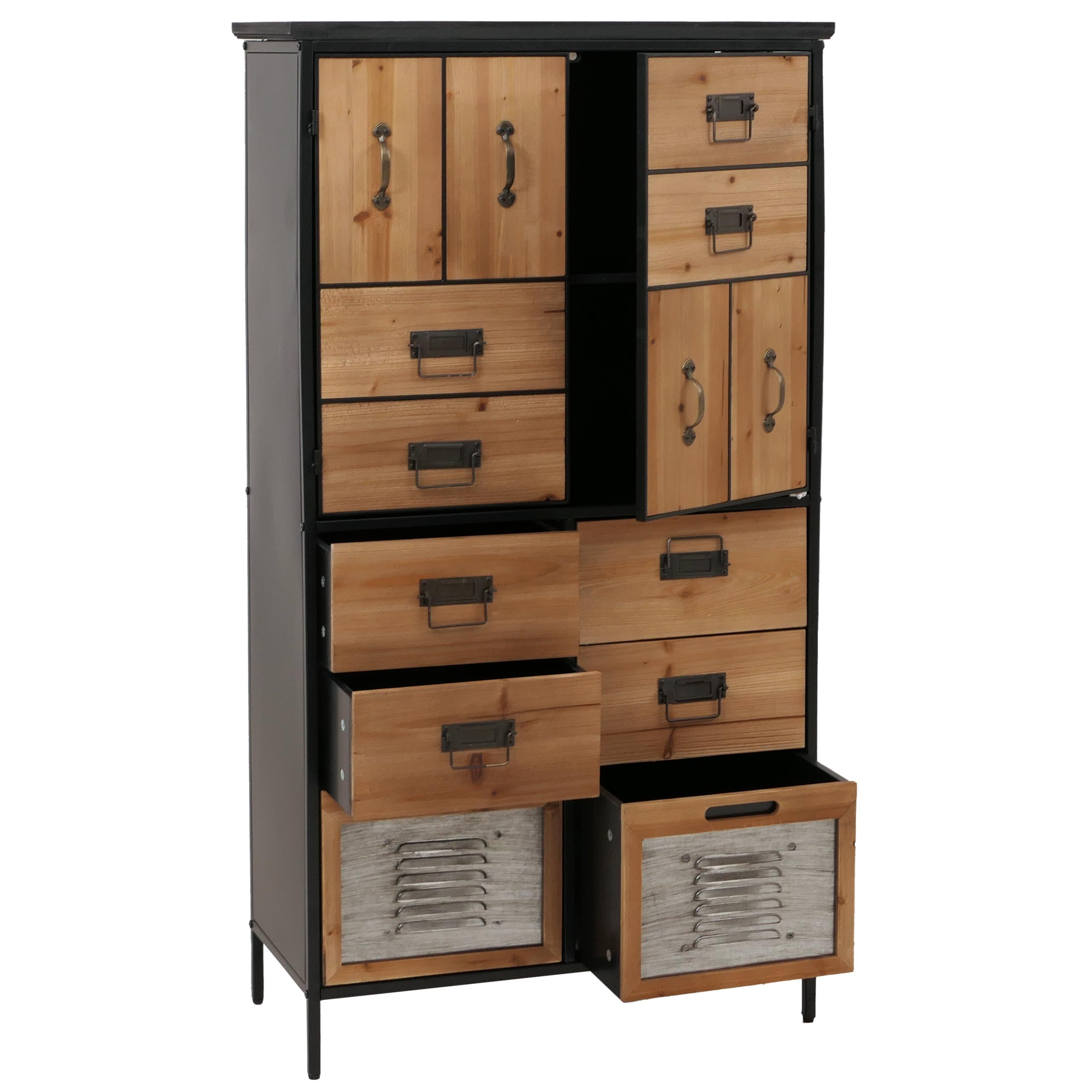 Apothekerkommode MCW-O80, Schrank Highboard Schubladen, Vintage Shabby-Look 136x73x35cm, natur - Bild 1