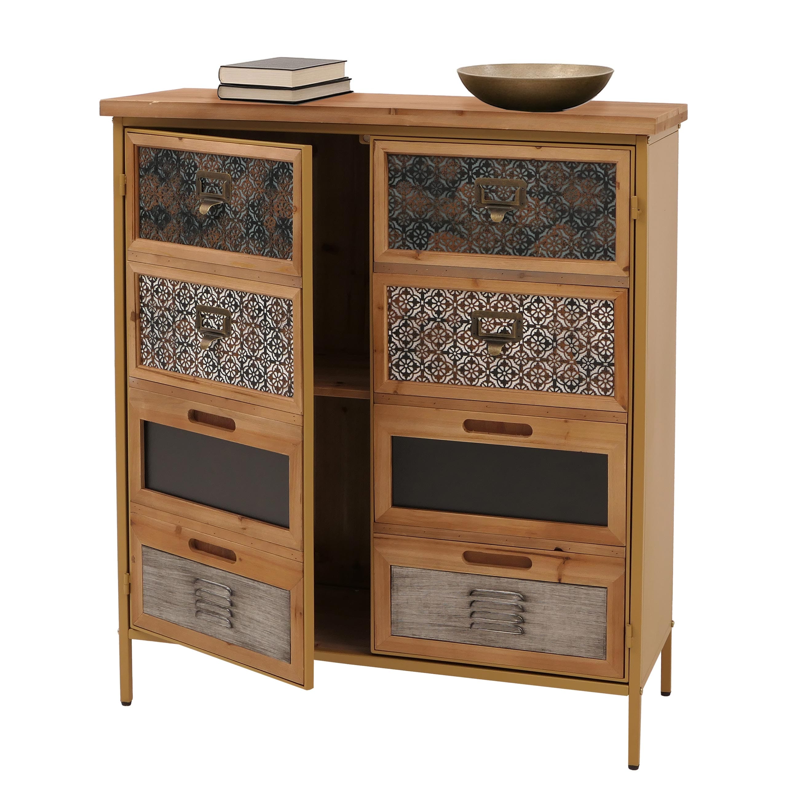 Apothekerkommode MCW-O79, Schrank Highboard Stauf&auml;cher, Vintage Shabby-Look 94x80x35cm, blau - Bild 1