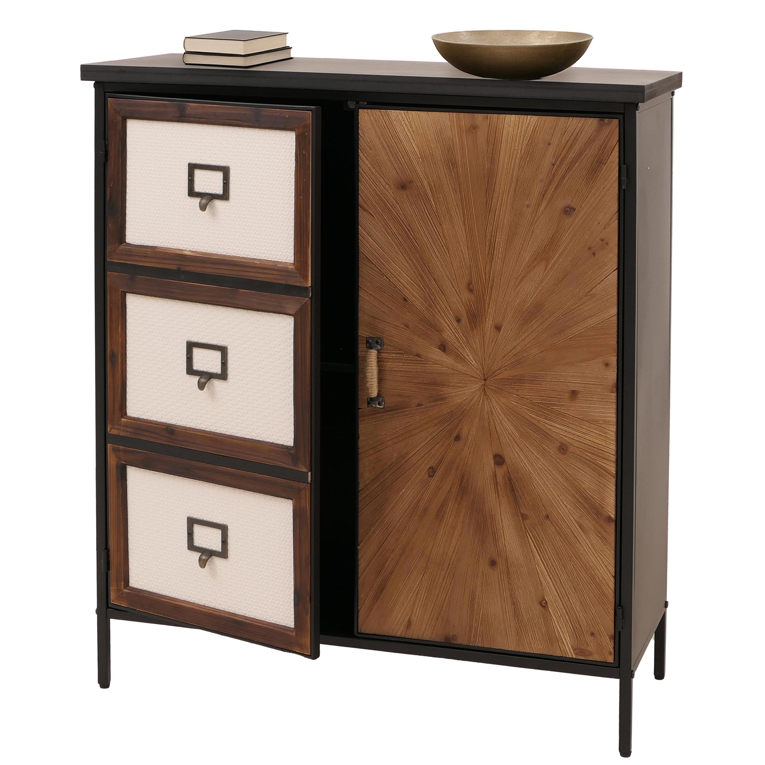 Apothekerkommode MCW-O79, Schrank Highboard Stauf&auml;cher, Vintage Shabby-Look 94x80x35cm, natur hell - Bild 1