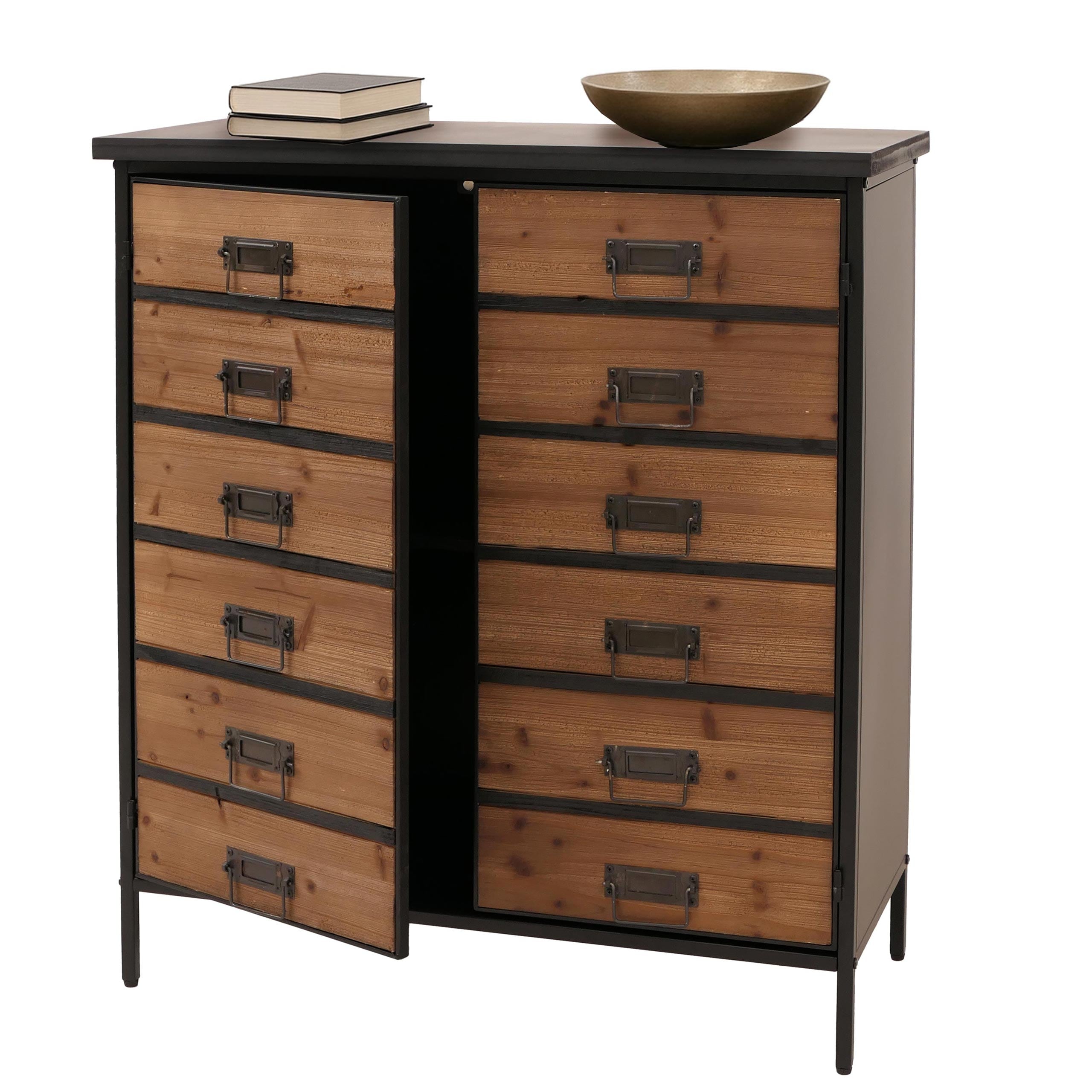 Apothekerkommode MCW-O79, Schrank Highboard Stauf&auml;cher, Vintage Shabby-Look 94x80x35cm, natur - Bild 1