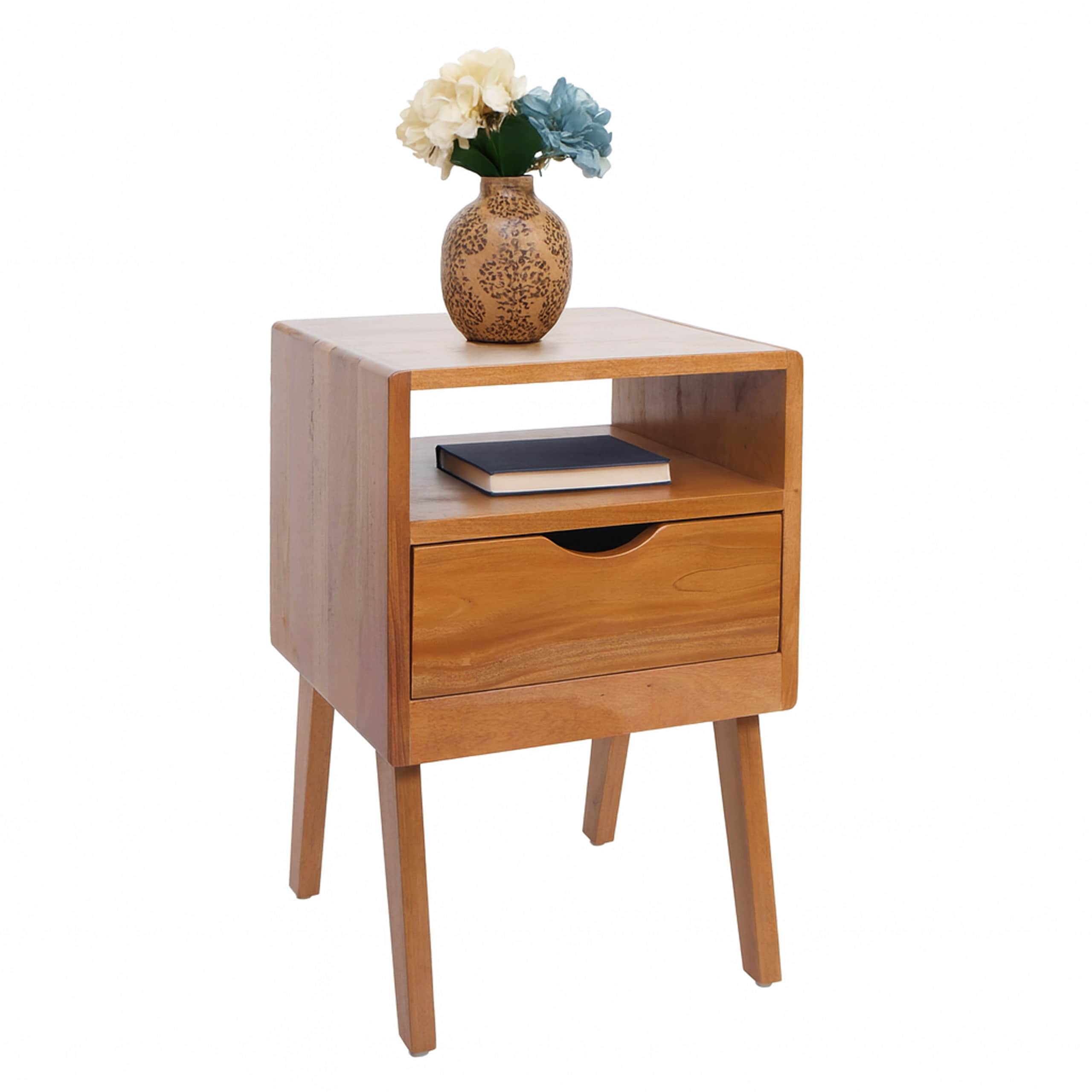 Nachttisch MCW-P16, Kommode Beistelltisch Nachtschrank Schrank, Schublade Fach 64x42x40cm ~ naturfarben - Bild 1