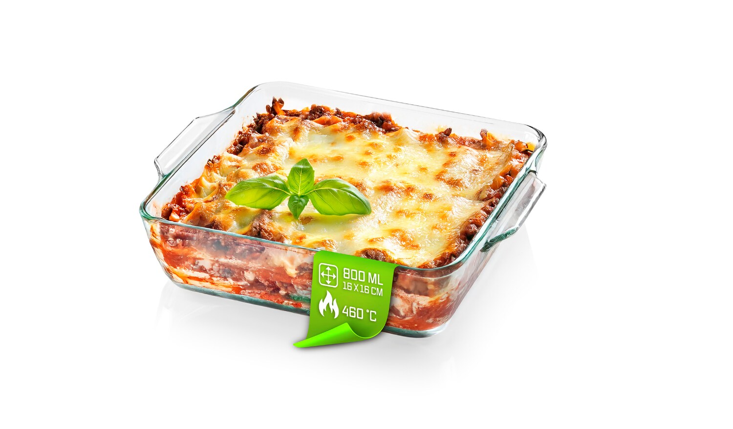 GOURMETmaxx Glas-Auflaufform 800ml transparent - quadratisch - Bild 1