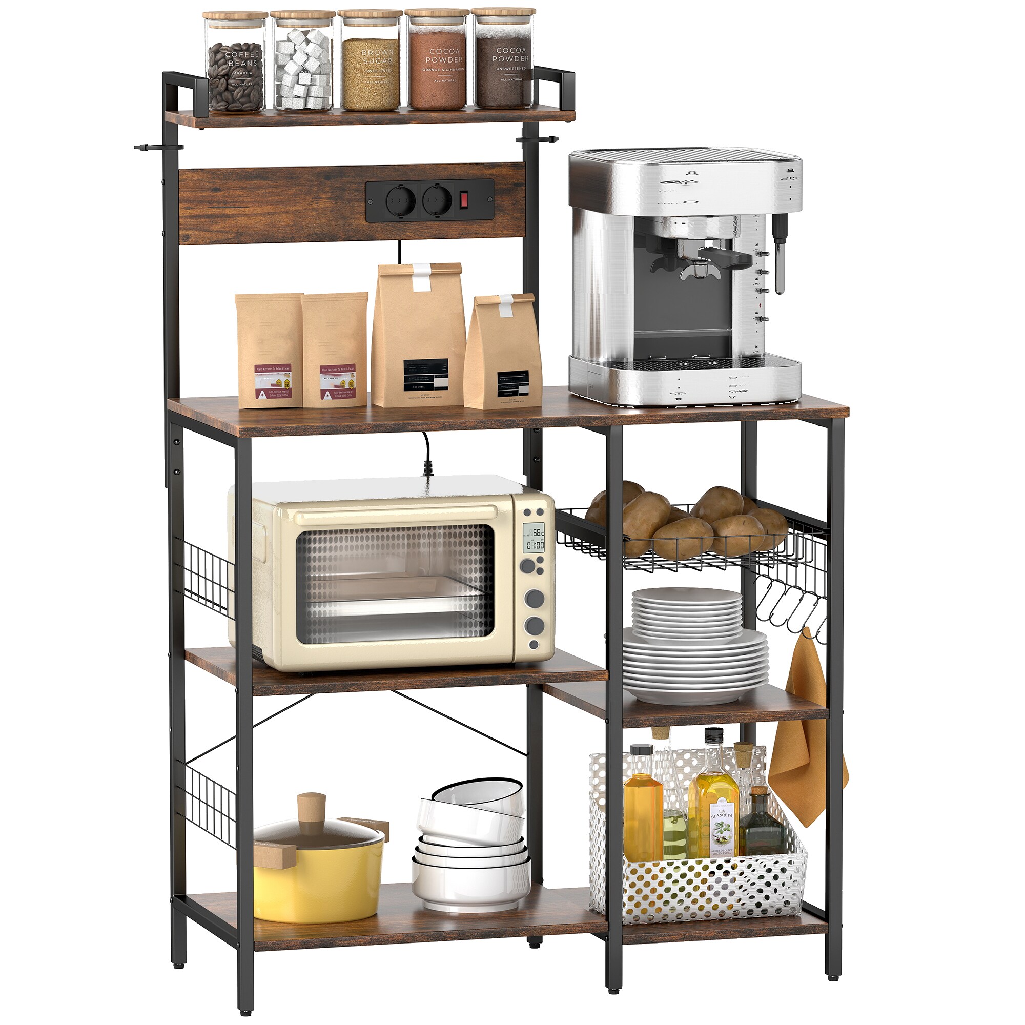 HOMCOM K&uuml;chenregal Spanplatte, Stahl - Bild 1