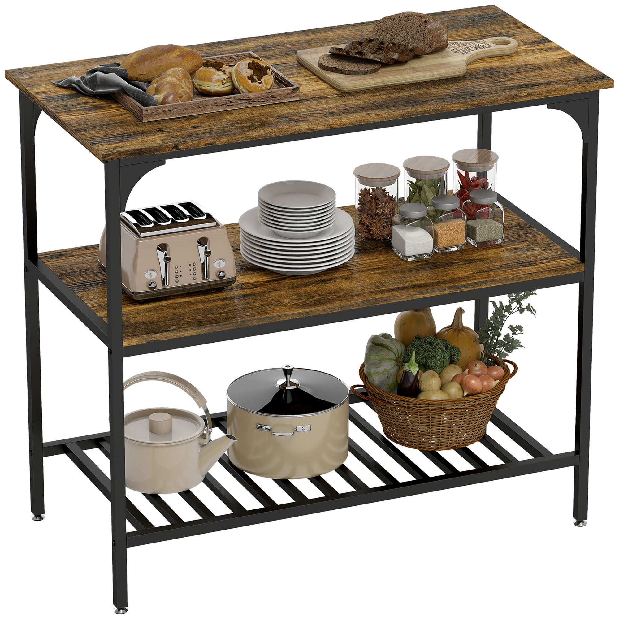 HOMCOM K&uuml;chenregal Spanplatte, Stahl - Bild 1