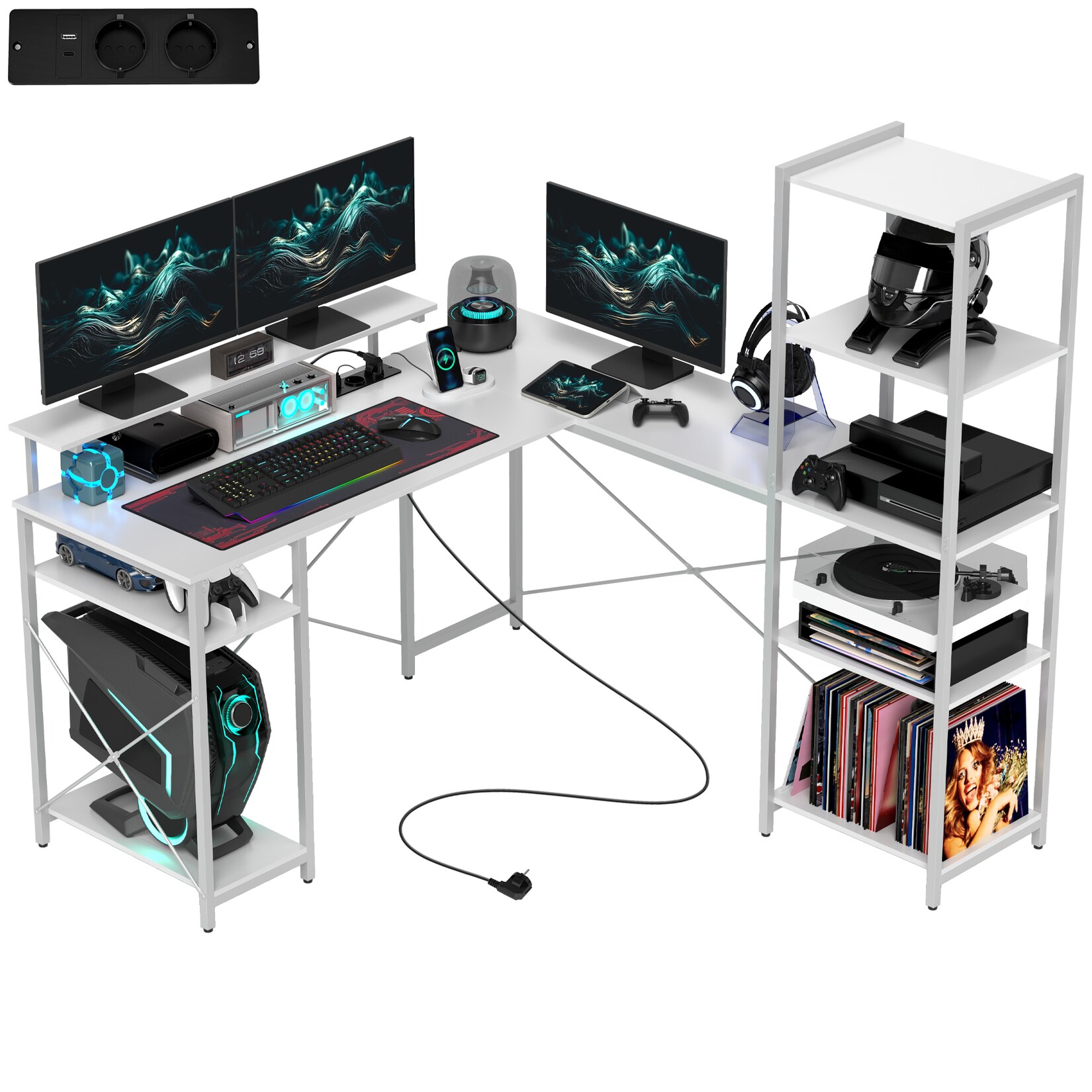 HOMCOM Eckschreibtisch Spanplatte, Metall | 04255826810074