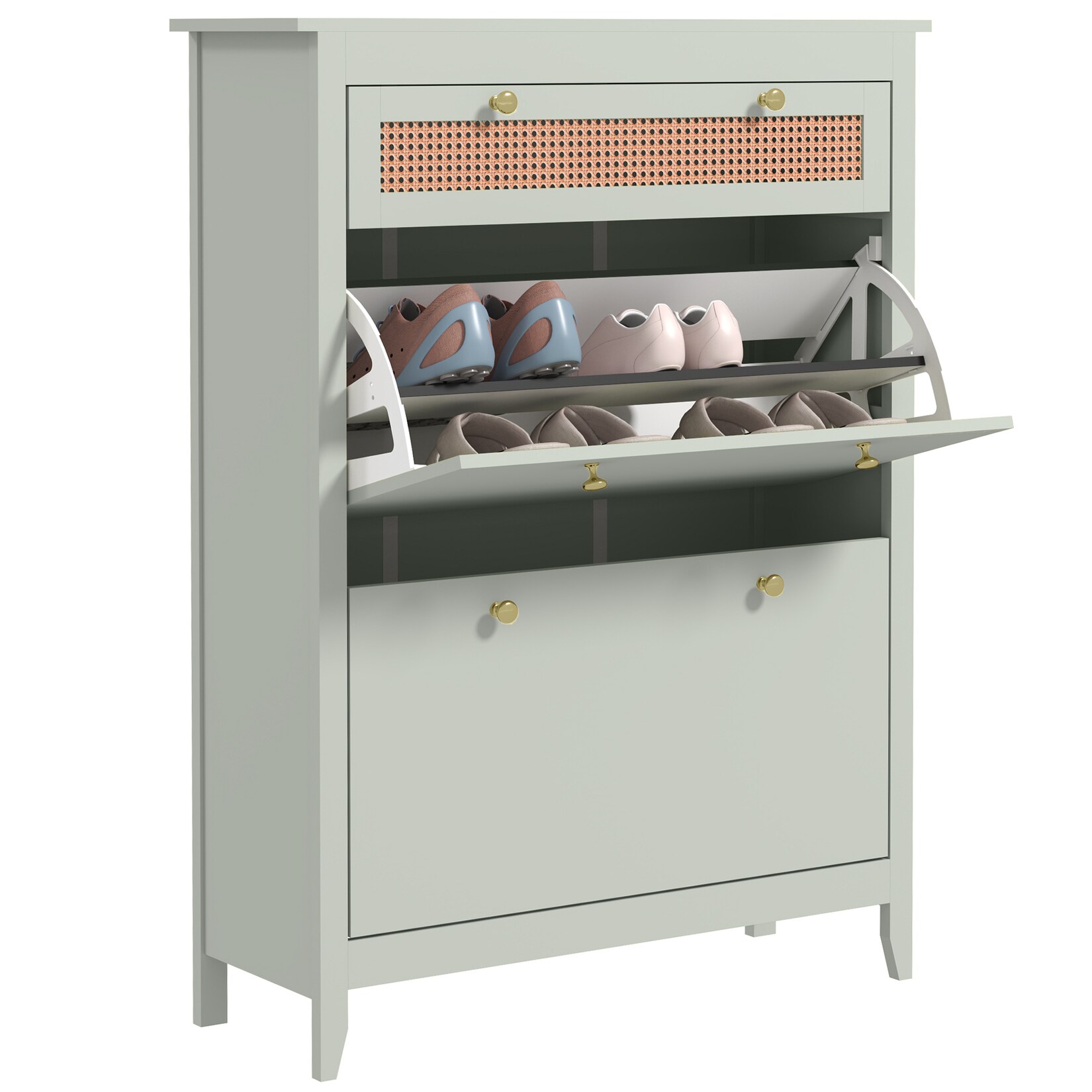 HOMCOM Schuhschrank MDF, Polyrattan | 04255826805063