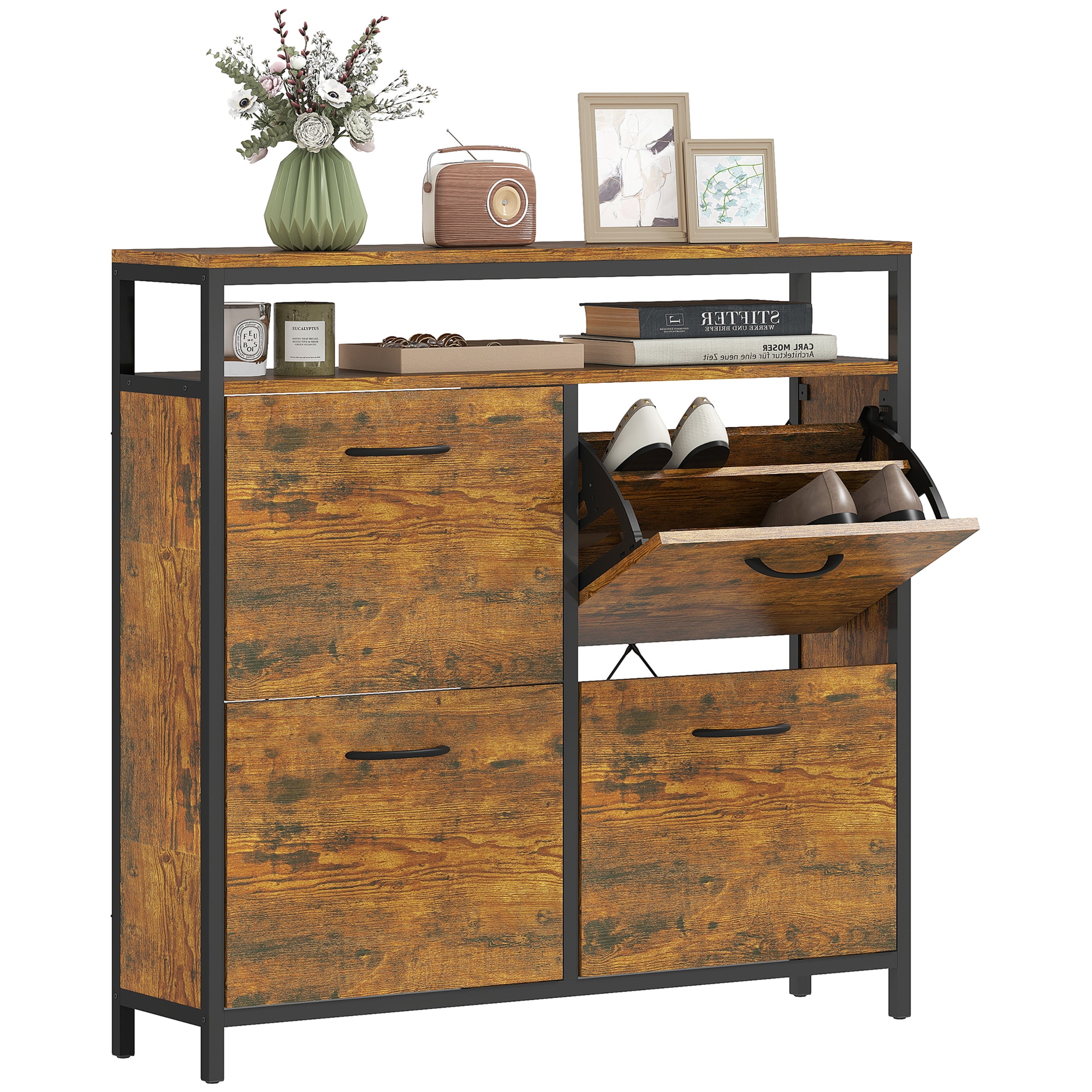 HOMCOM Schuhschrank Spanplatte, Stahl - Bild 1