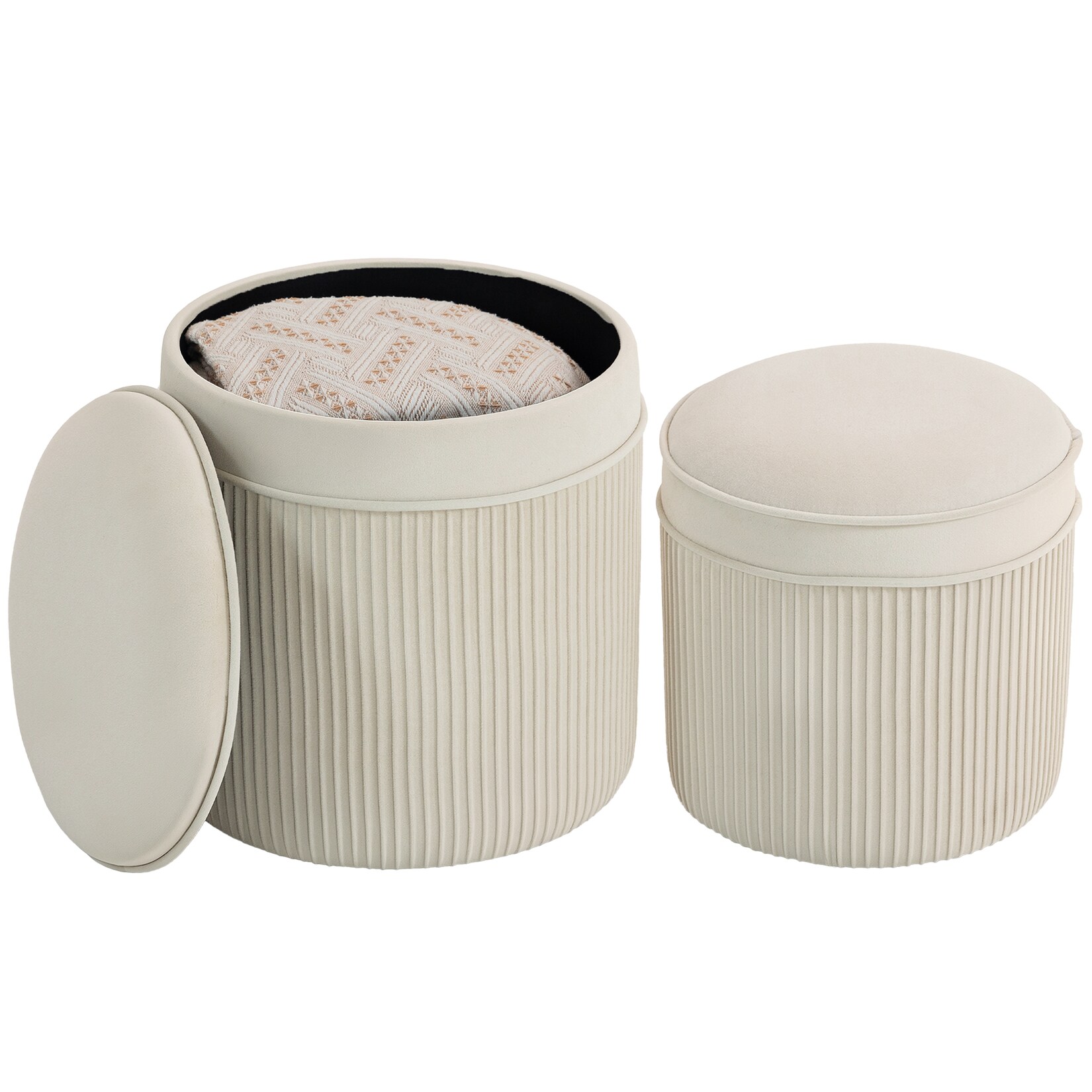 HOMCOM Sitzhocker Set Polyester, Mehrschichtenplatte | 04255826890410