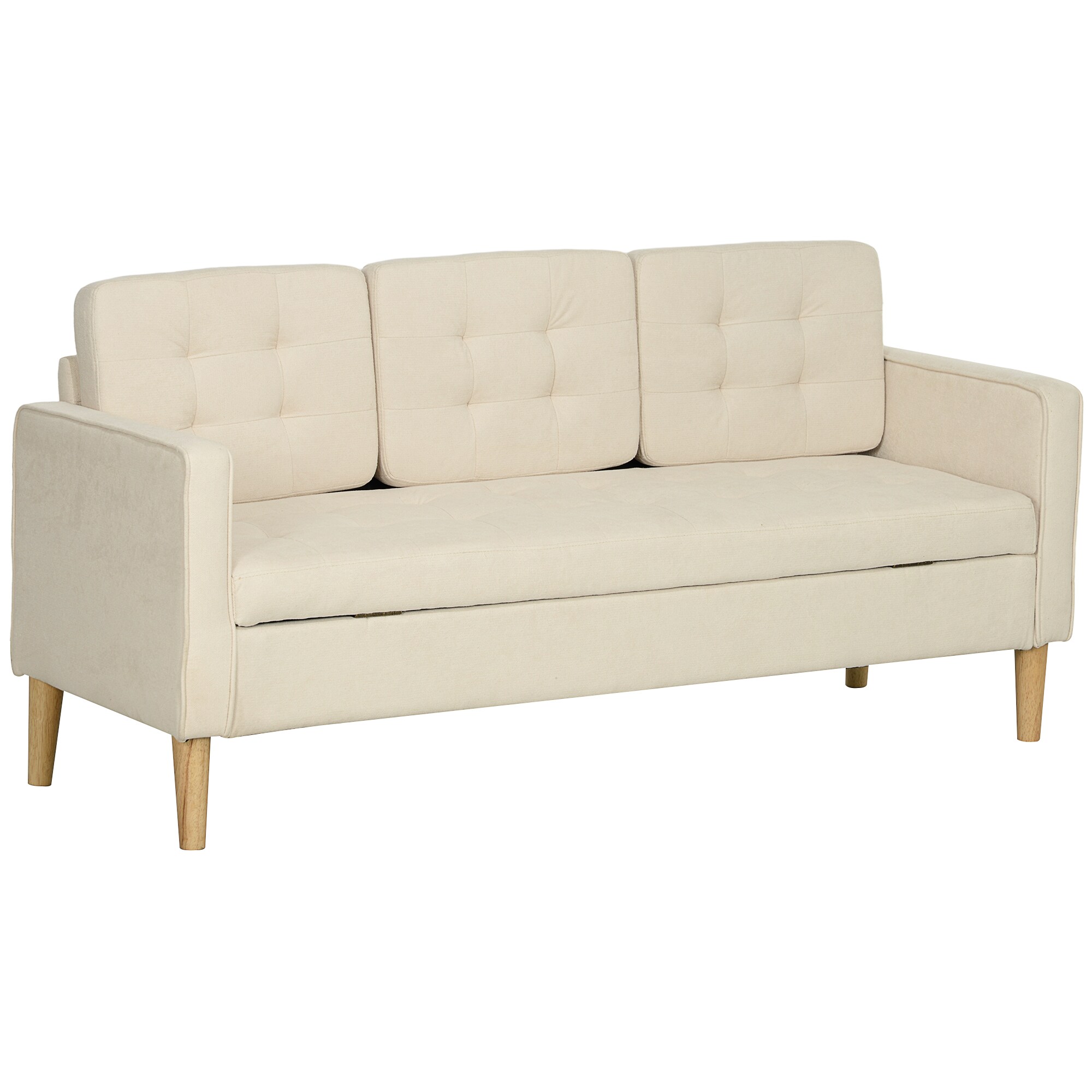 HOMCOM 3 Sitzer Sofa Samt, Eukalyptusholz - Bild 1