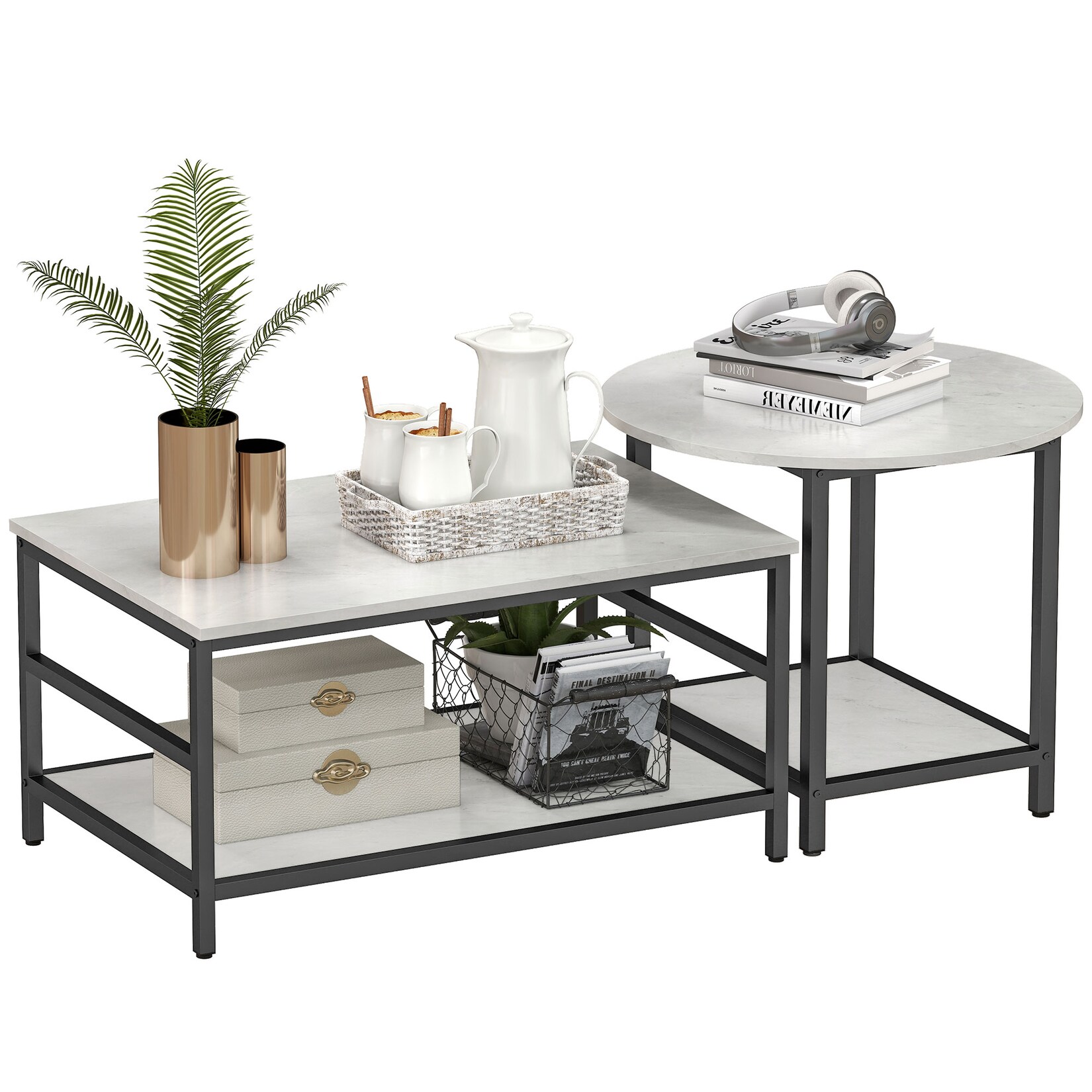 HOMCOM Beistelltisch Stahl, Spanplatte | 04255633577603