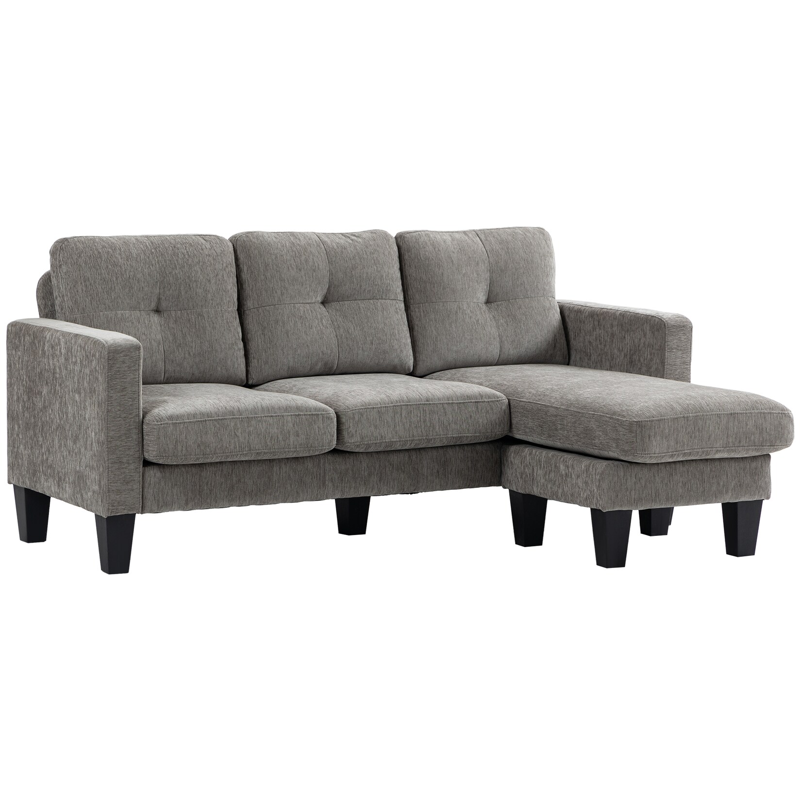 HOMCOM Ecksofa Stoff in Chenille-Optik, Stahl | 04255826838900