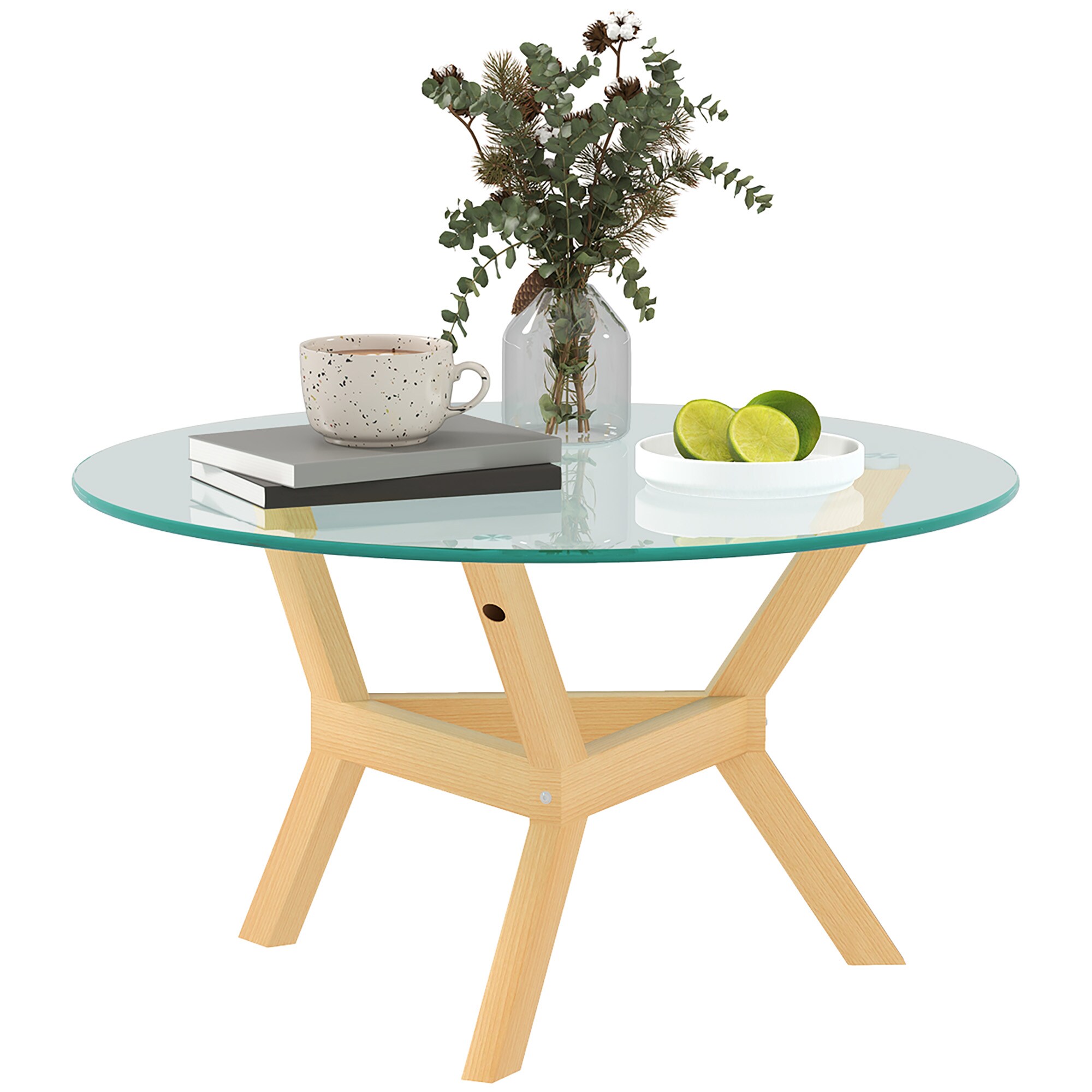 HOMCOM Couchtisch Hartglas, Stahl - Bild 1