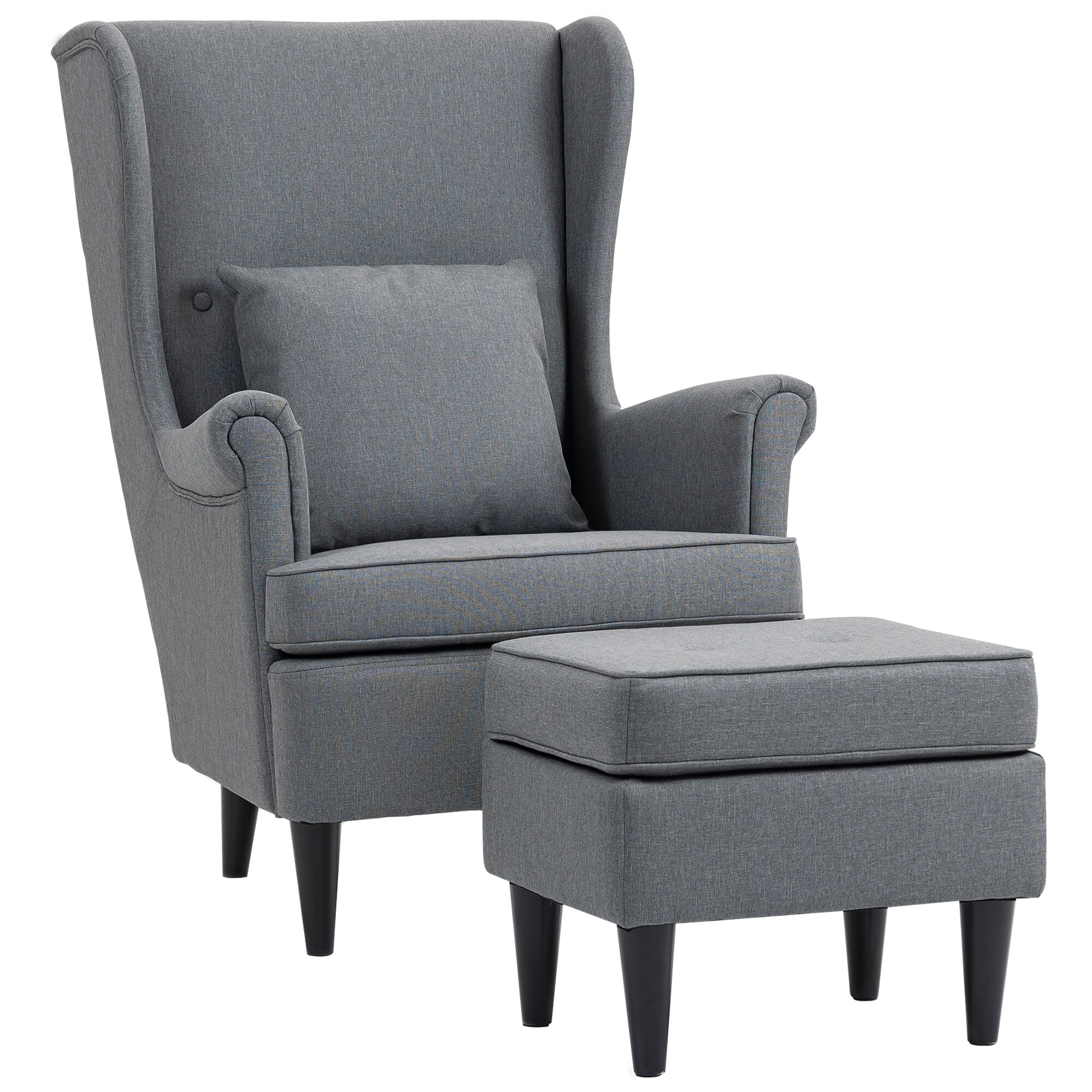 HOMCOM Ohrensessel mit Hocker Polyester, Schaumstoff - Bild 1