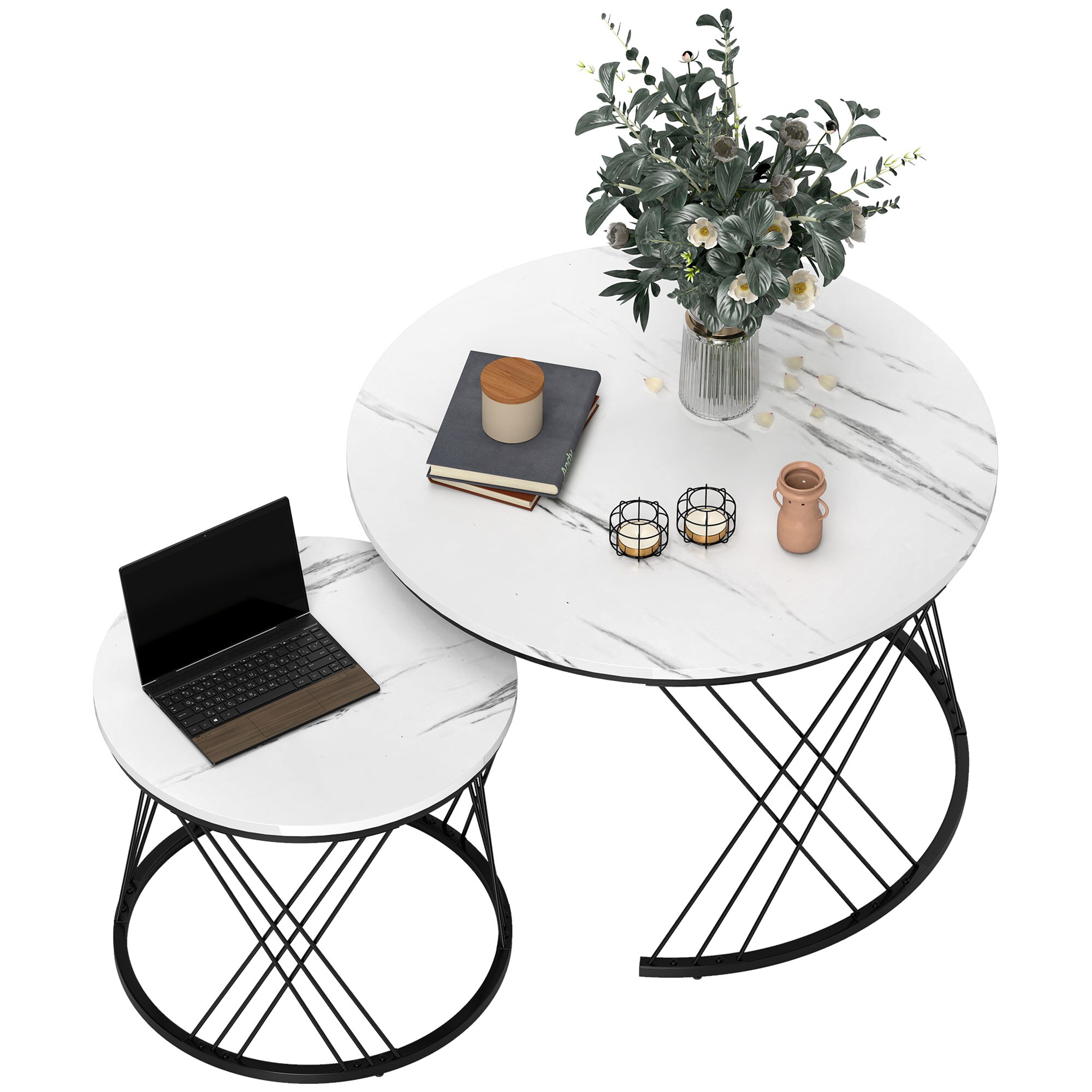 HOMCOM Couchtisch Set Spanplatte, Metall - Bild 1