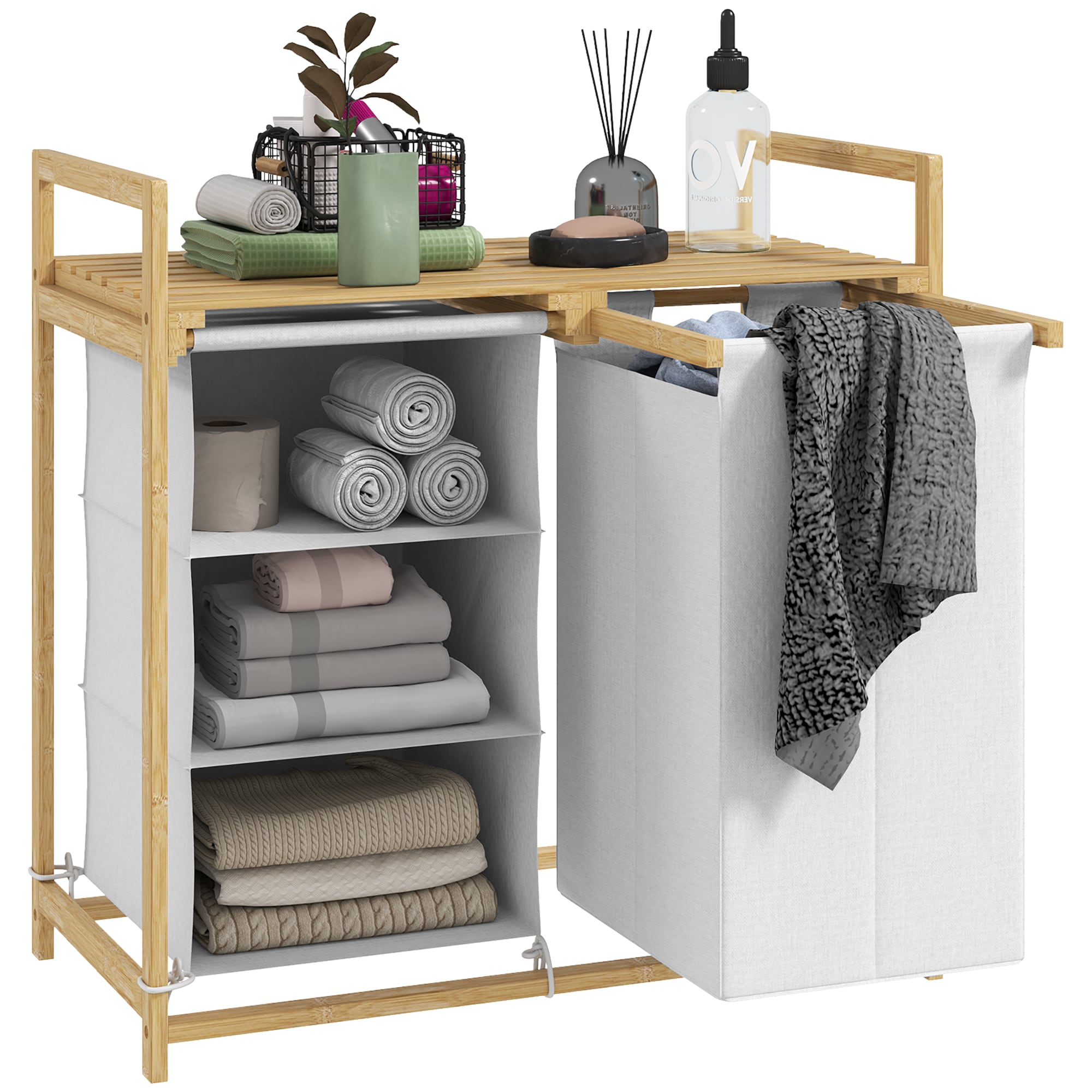 HOMCOM W&auml;schekorb Bambus, Vliesstoff - Bild 1