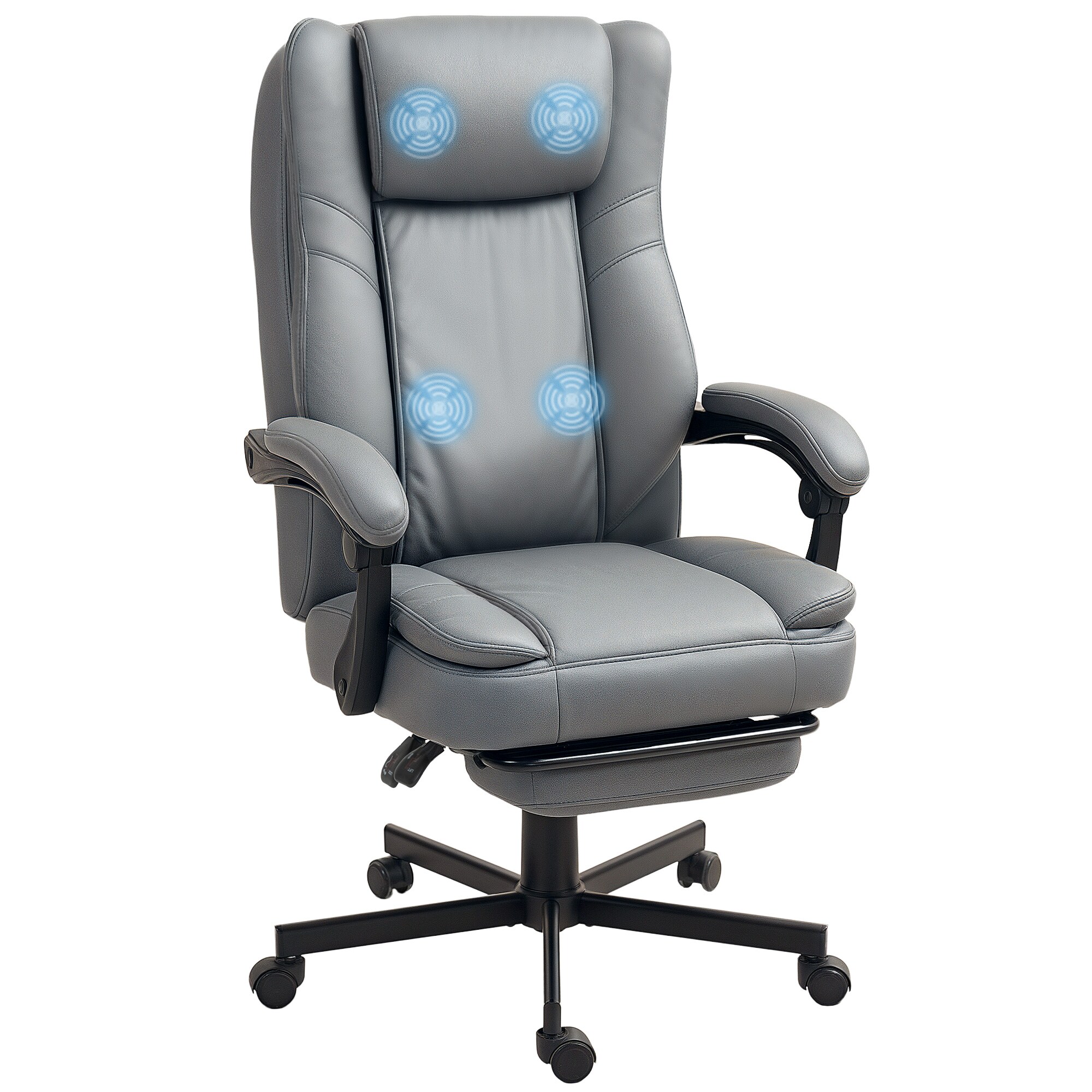 HOMCOM B&uuml;rostuhl mit Massagefunktion Mikrofaser-Stoff, Schaumstoff - Bild 1