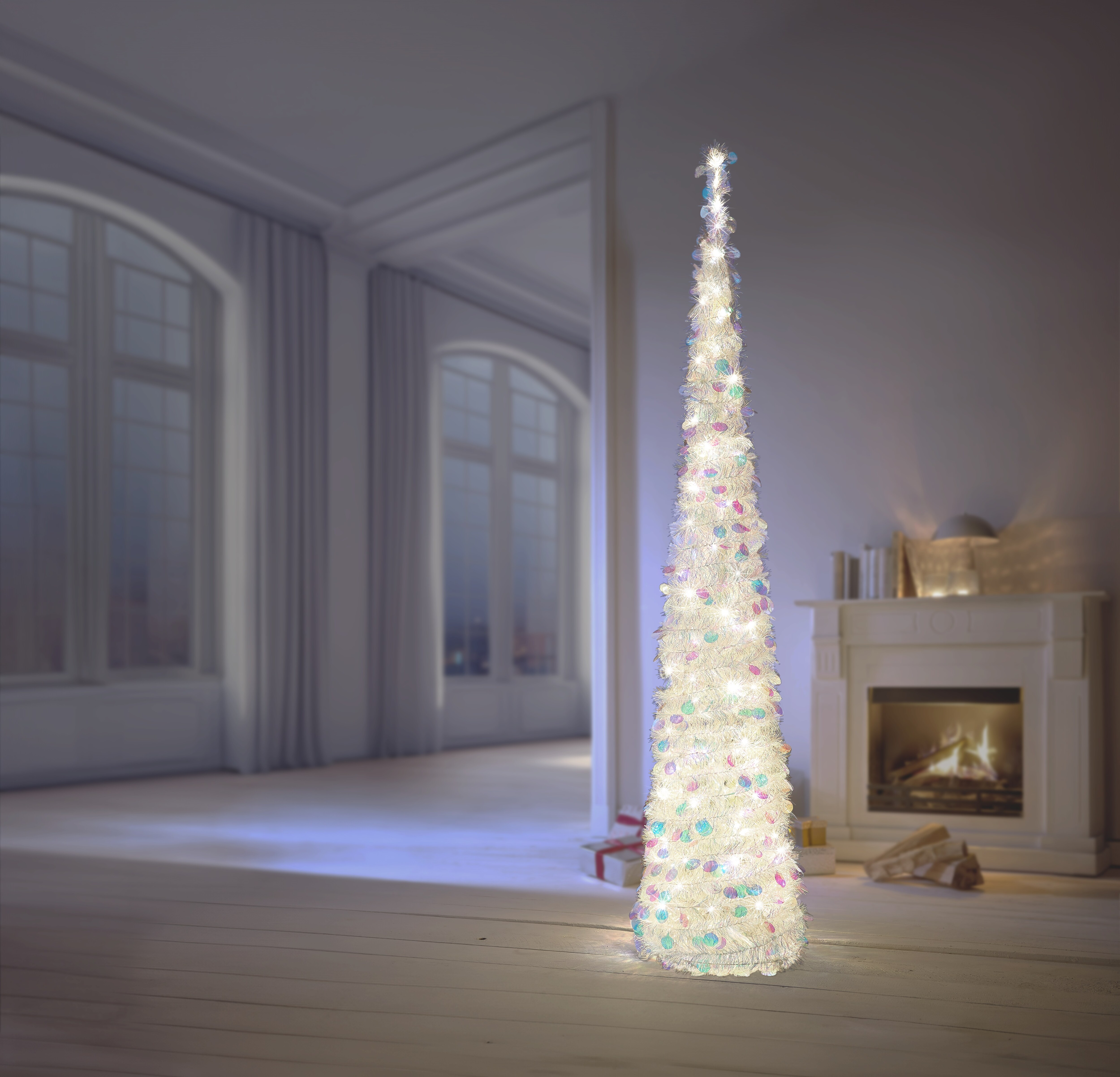 Dekor LED Lamettabaum, Seifenblasenoptik - Bild 1