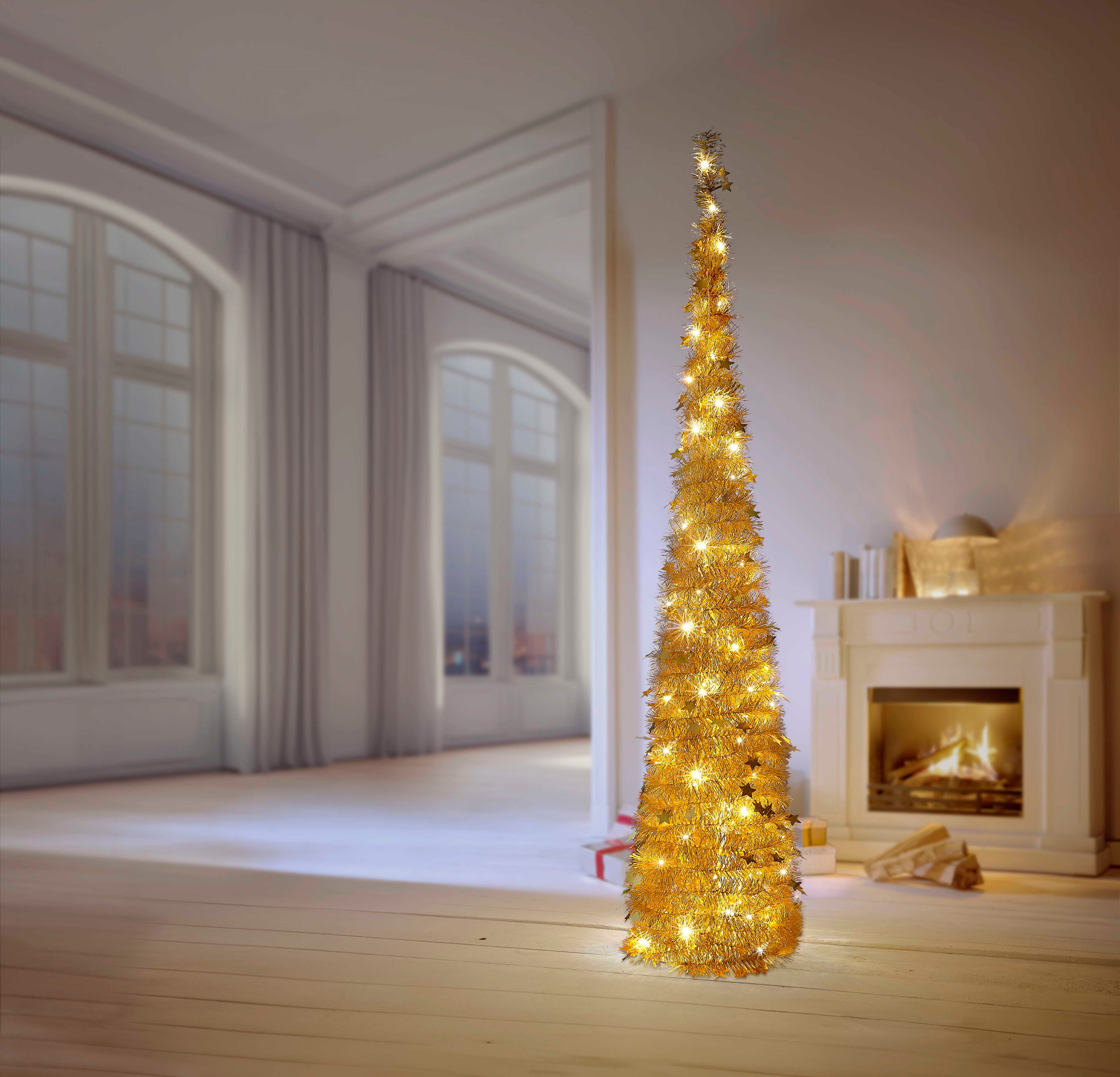 Dekor LED Lamettabaum, Gold - Bild 1