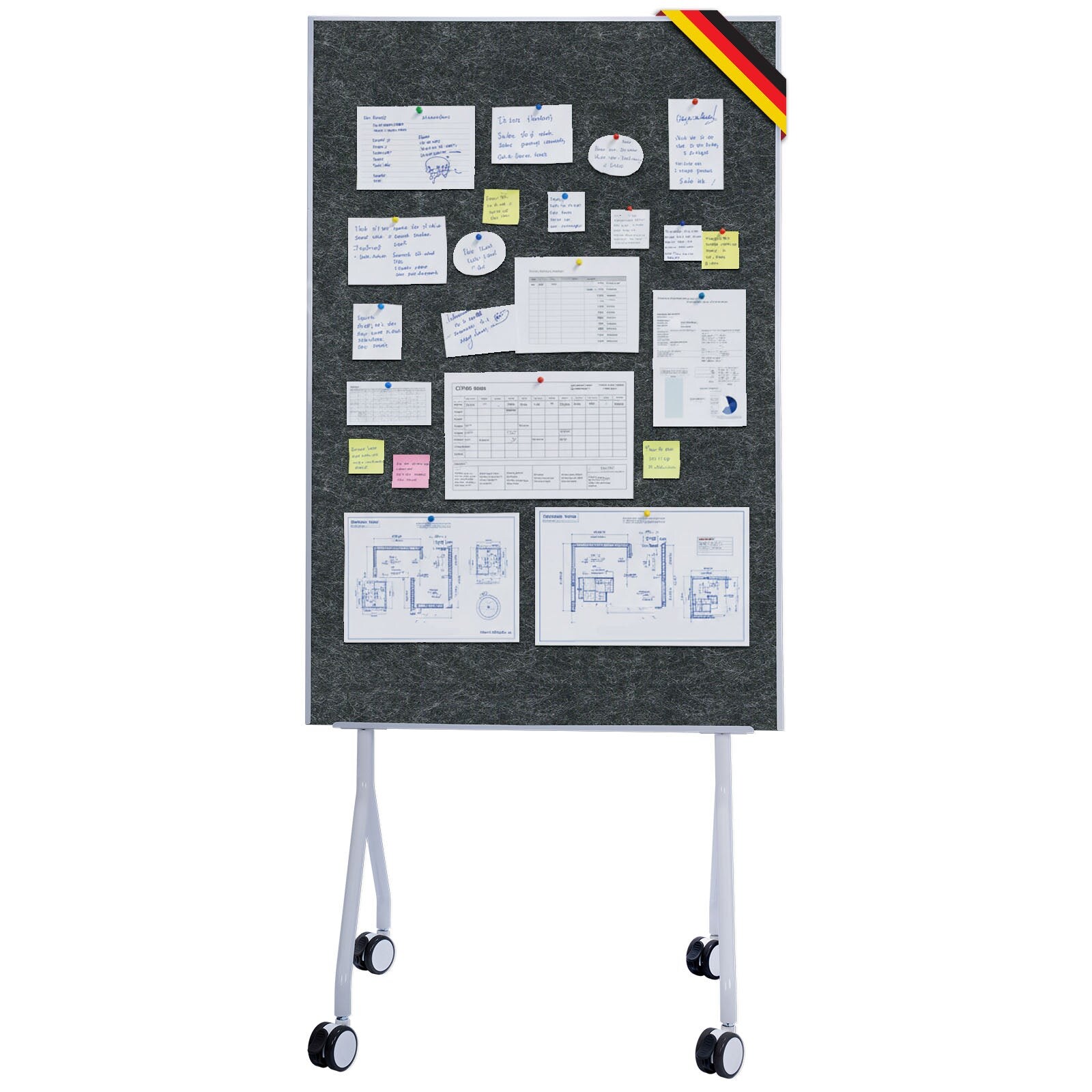 Floordirekt Mobile Präsentationstafel Giant Doppelseite Filztafel 80 x 120 cm