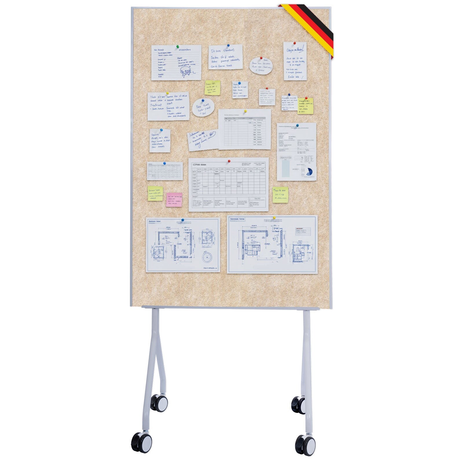 Floordirekt Mobile Präsentationstafel Giant Doppelseite Filztafel 80 x 120 cm