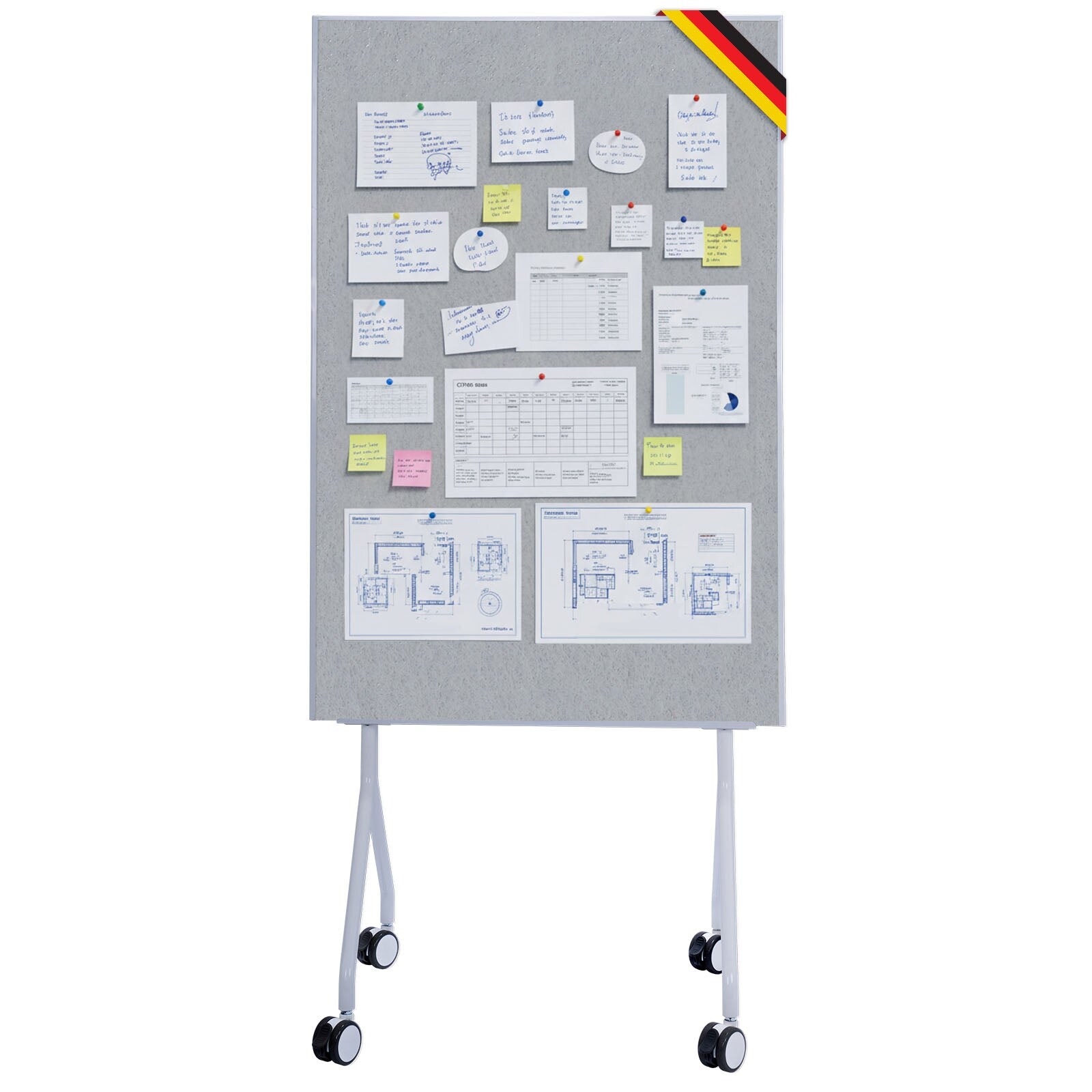 Floordirekt Mobile Präsentationstafel Giant Doppelseite Filztafel 80 x 120 cm