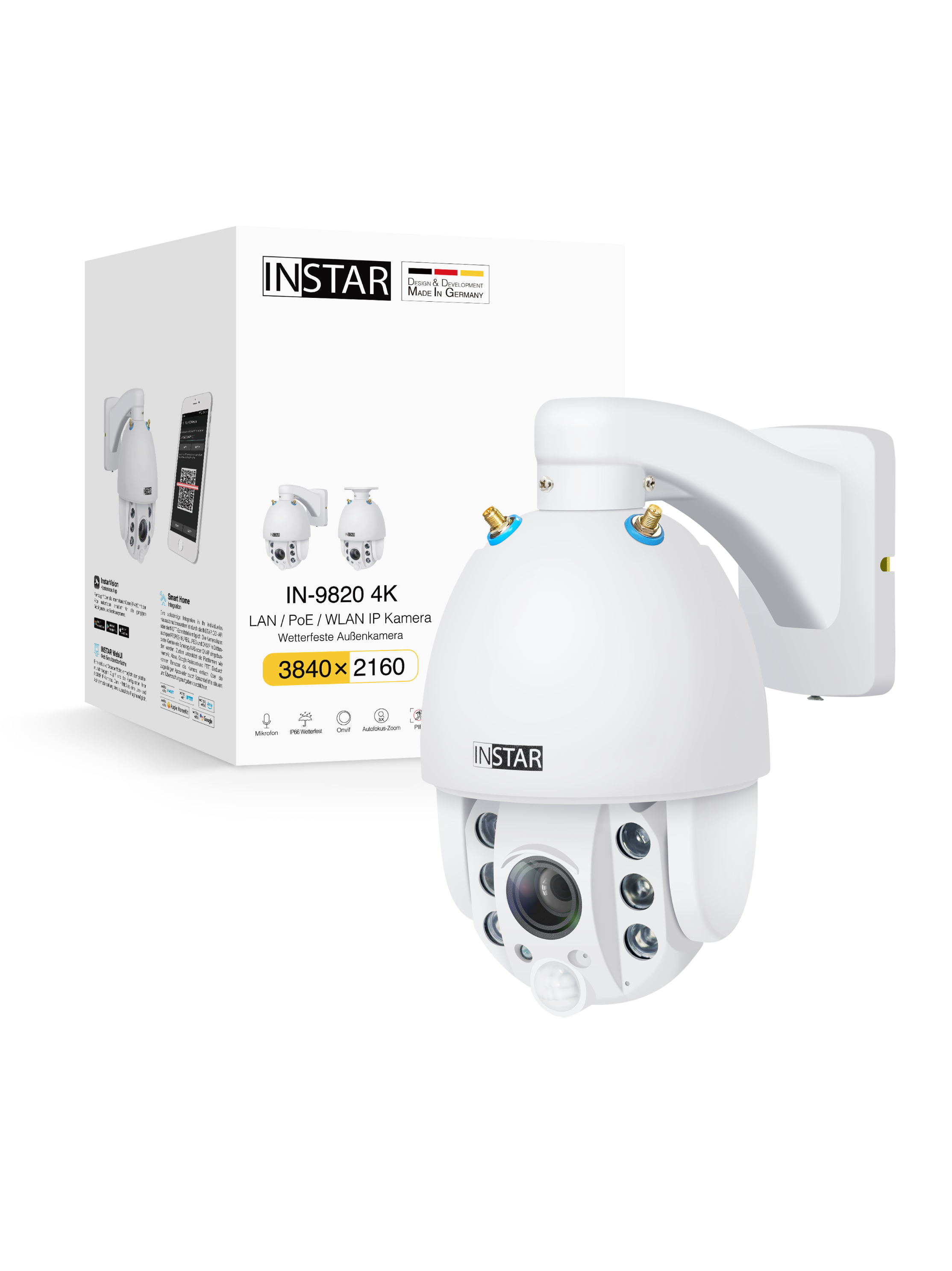 INSTAR IN-9820 4K steuerbare &Uuml;berwachungskamera mit LAN / WLAN und PoE, Wei&szlig; - Bild 1