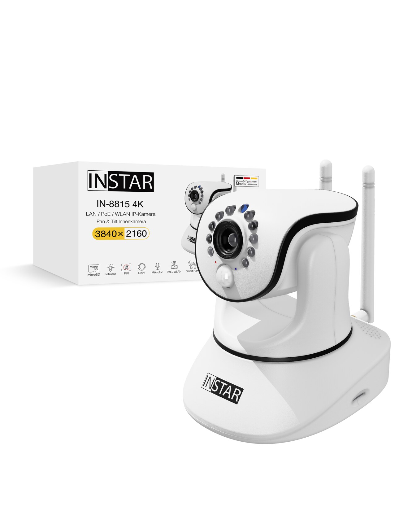 INSTAR IN-8815 4K steuerbare Innenkamera / Überwachungskamera mit LAN / WLAN und PoE, Weiß | 04260591891210